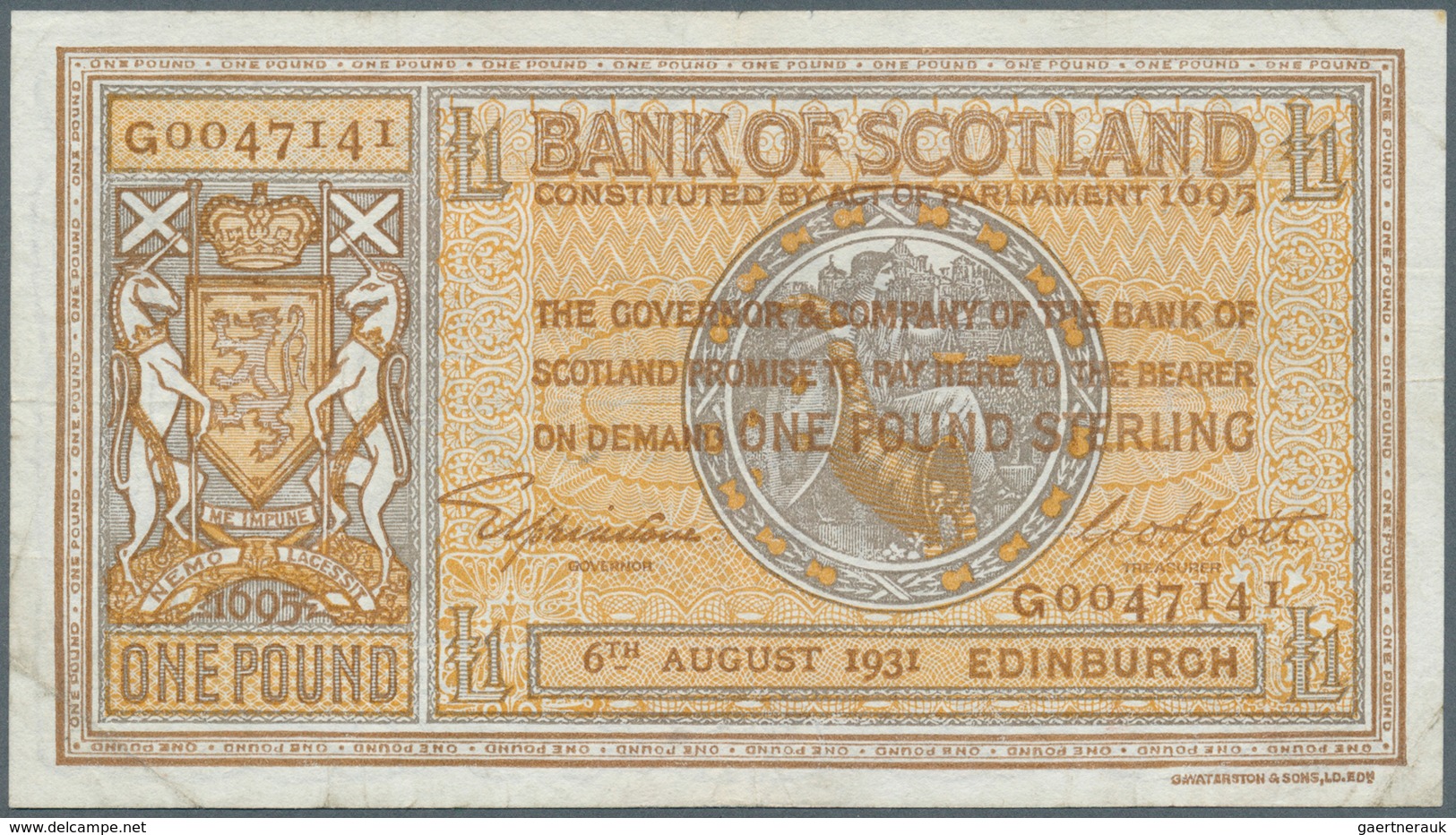 02311 Scotland / Schottland: 1 Pound 1931 P. 86, Normal Traces Of Circulation As Folds And Creases But No - Altri & Non Classificati