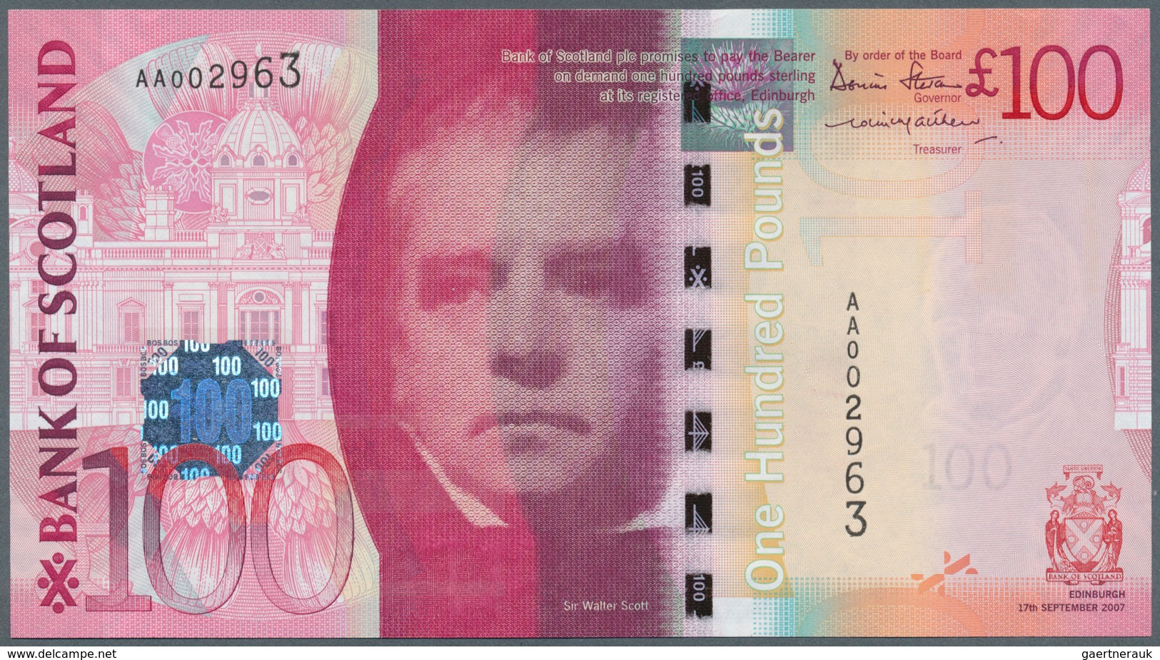 02317 Scotland / Schottland: Bank Of Scotland 100 Pounds 2007 P. 128 In Crisp Original Condition: UNC. - Andere & Zonder Classificatie