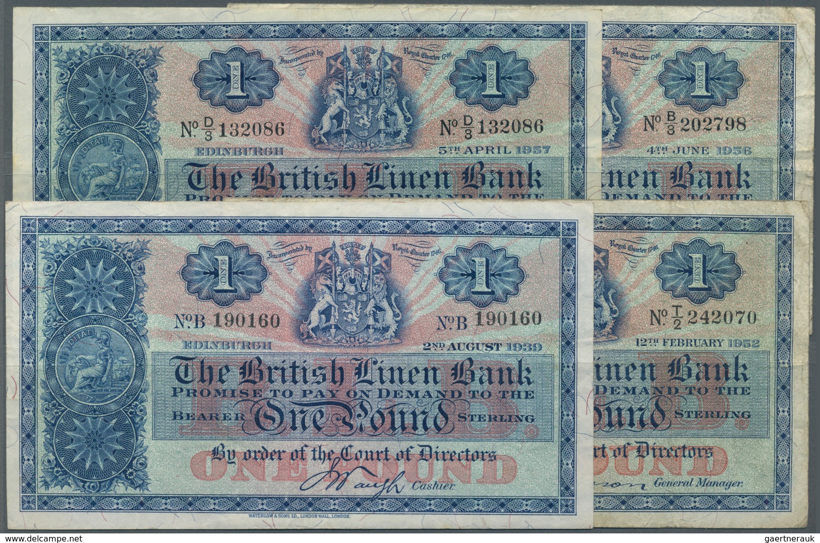 02321 Scotland / Schottland: Set Of 4 Notes The British Linen Bank Containing 4x 1 Pound With Different Da - Altri & Non Classificati