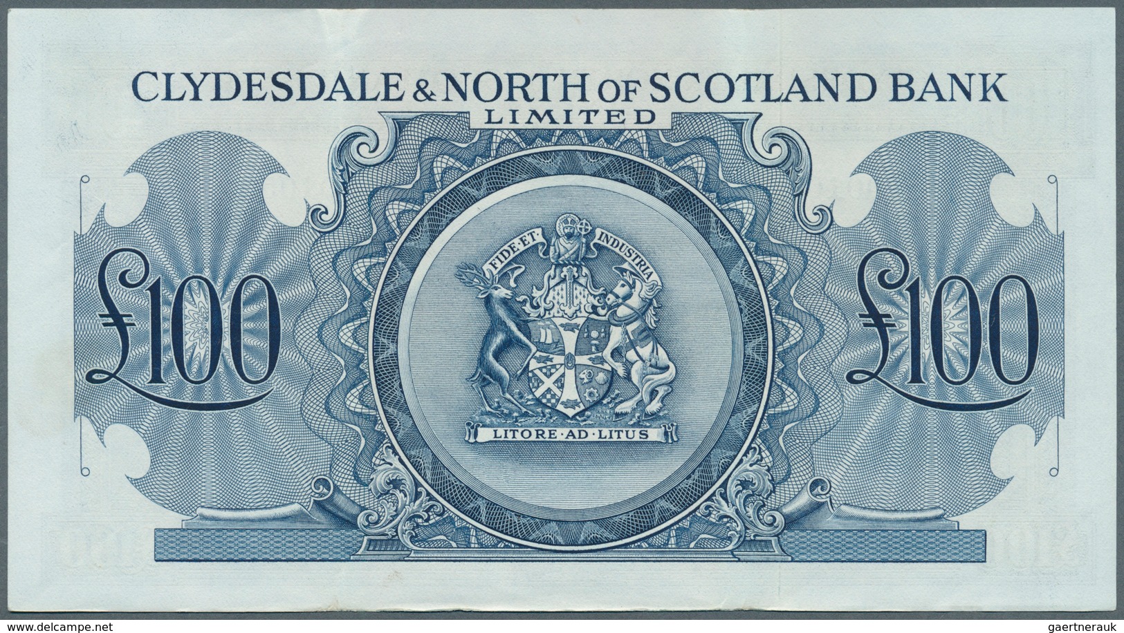 02325 Scotland / Schottland: Clydesdale & North Of Scotland Bank 100 Pounds 1951, Very Rare High Denominat - Autres & Non Classés