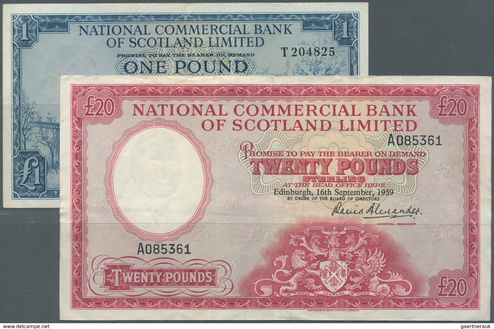 02332 Scotland / Schottland: Set Of 2 Notes National Commercial Bank Of Scotland 1 And 20 Pounds 1959 P. 2 - Altri & Non Classificati