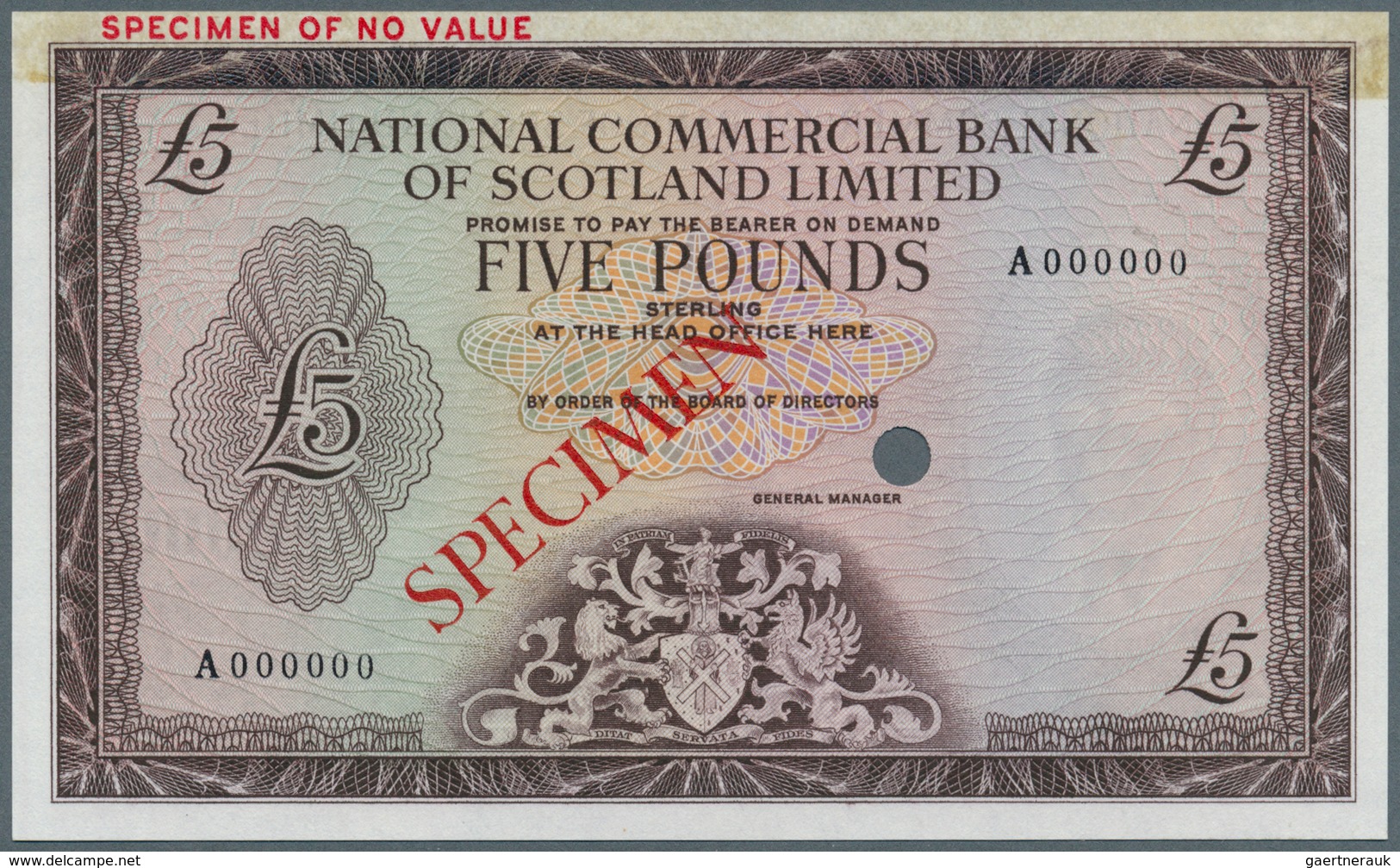 02333 Scotland / Schottland: National Commercial Bank Of Scotland Limited 5 Pounds ND Color Trial P. 272ct - Altri & Non Classificati