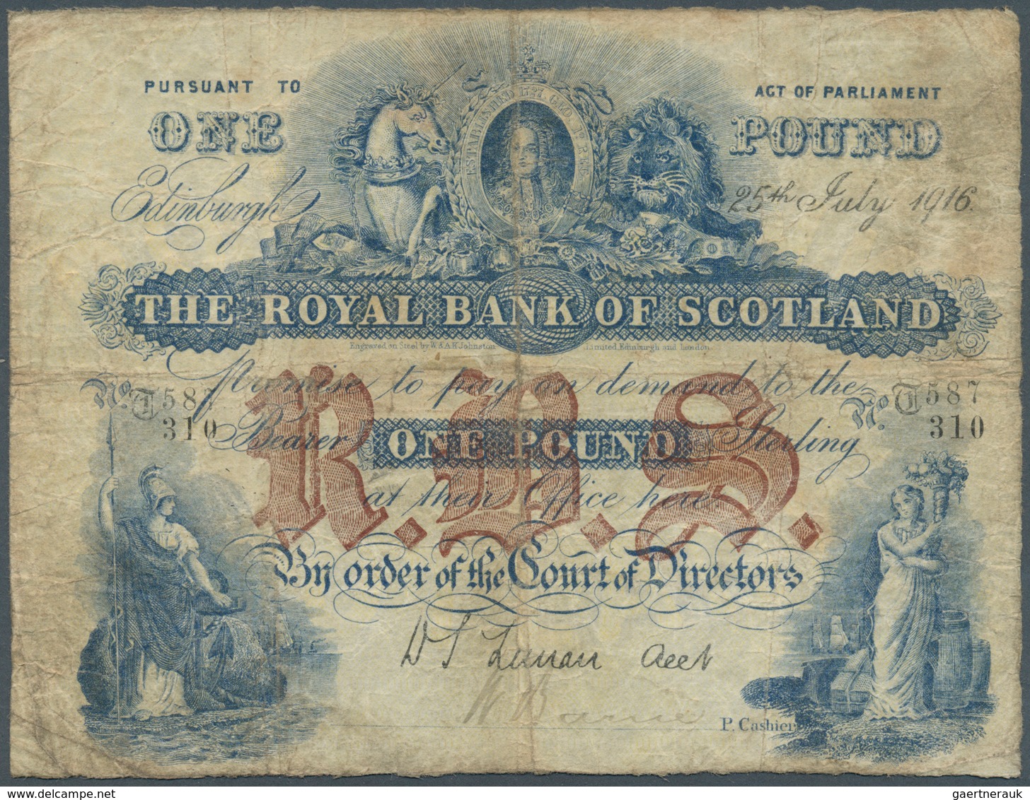02334 Scotland / Schottland: The Royal Bank Of Scotland 1 Pound 1916 P. 316d, Stronger Used, Early Date, S - Other & Unclassified