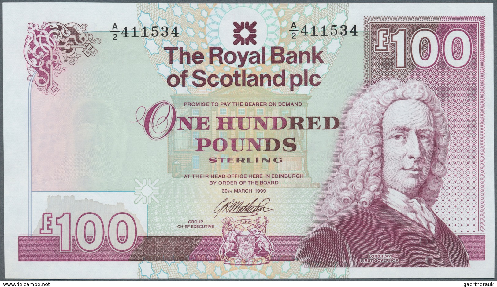02340 Scotland / Schottland: The Royal Bank Of Scotland PLC 100 Pounds 1999 P. 350, With Only One Corner F - Autres & Non Classés
