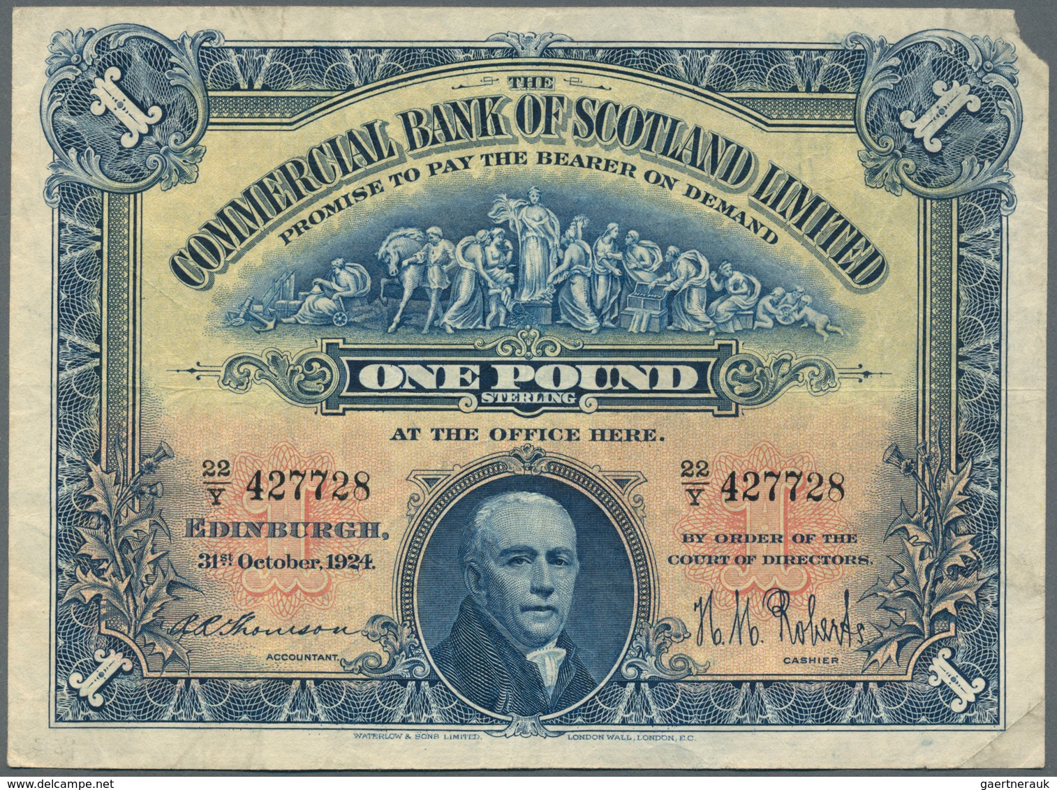 02341 Scotland / Schottland: 1 Pound Commercial Bank Of Scotland Limited 1924 P. S327 In Used Condition, O - Autres & Non Classés