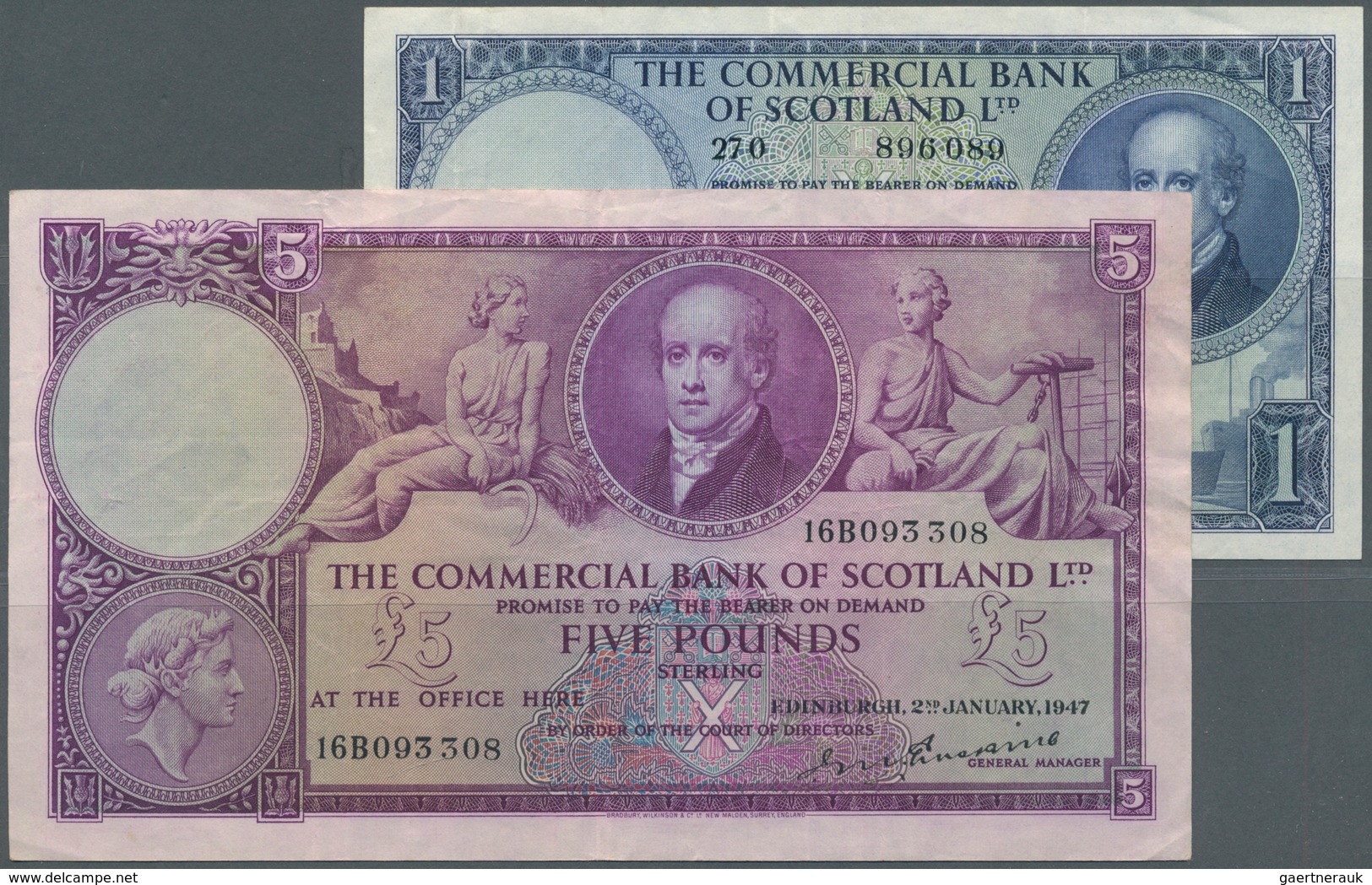 02342 Scotland / Schottland: Set Of 2 Notes The Commercial Bank Of Scotland Ltd. Containing 1 Pound 1958 A - Otros & Sin Clasificación