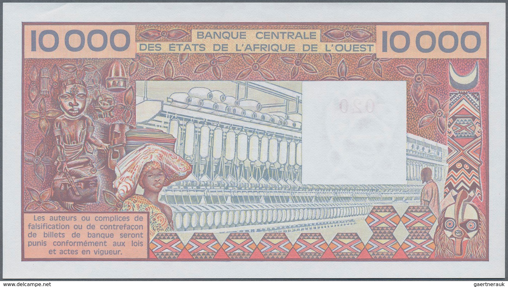02352 Senegal: West African States Letter "K" For Senegal 10.000 Francs ND(1977-92) Specimen With Zero Ser - Senegal