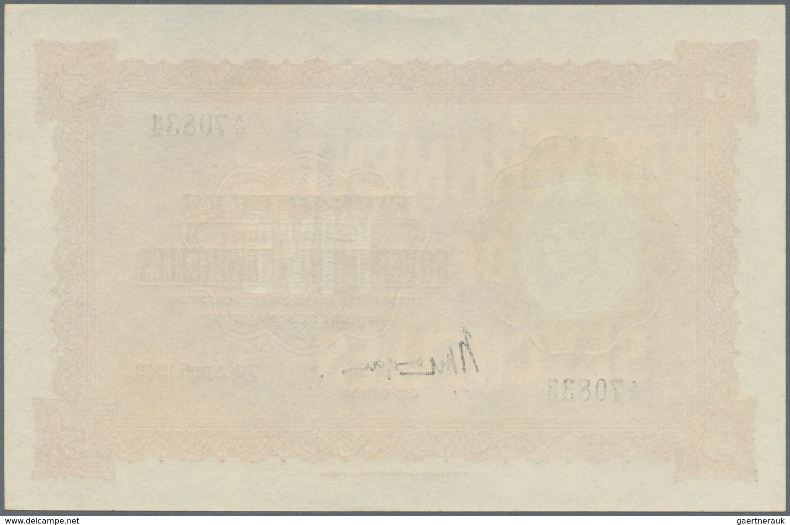 02354 Seychelles / Seychellen: 5 Rupees 1942 KGVI Portrait P. 8 In Exceptional Condition: UNC. - Seychellen