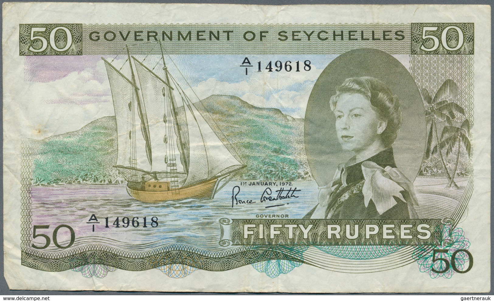 02356 Seychelles / Seychellen: Very nice lot with 6 notes of the 50 Rupees SEX note, comprising two pieces