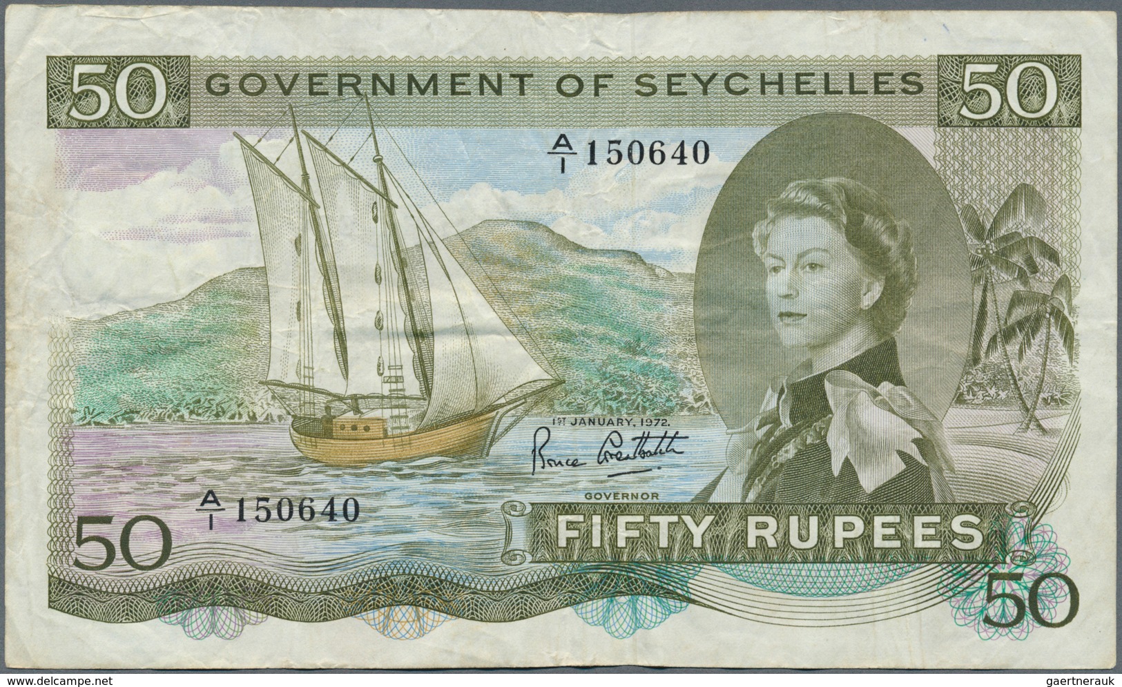 02356 Seychelles / Seychellen: Very nice lot with 6 notes of the 50 Rupees SEX note, comprising two pieces