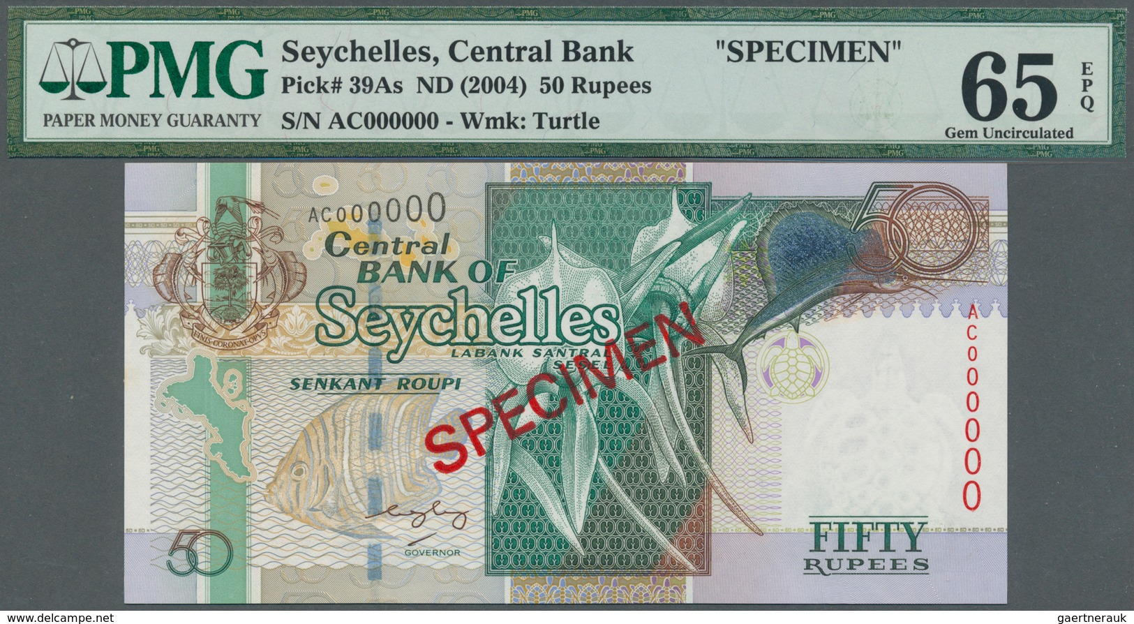 02358 Seychelles / Seychellen: Set Of 3 Specimen Notes Containing 50, 100 And 500 Rupees ND(2001/04/05) P. - Seychellen