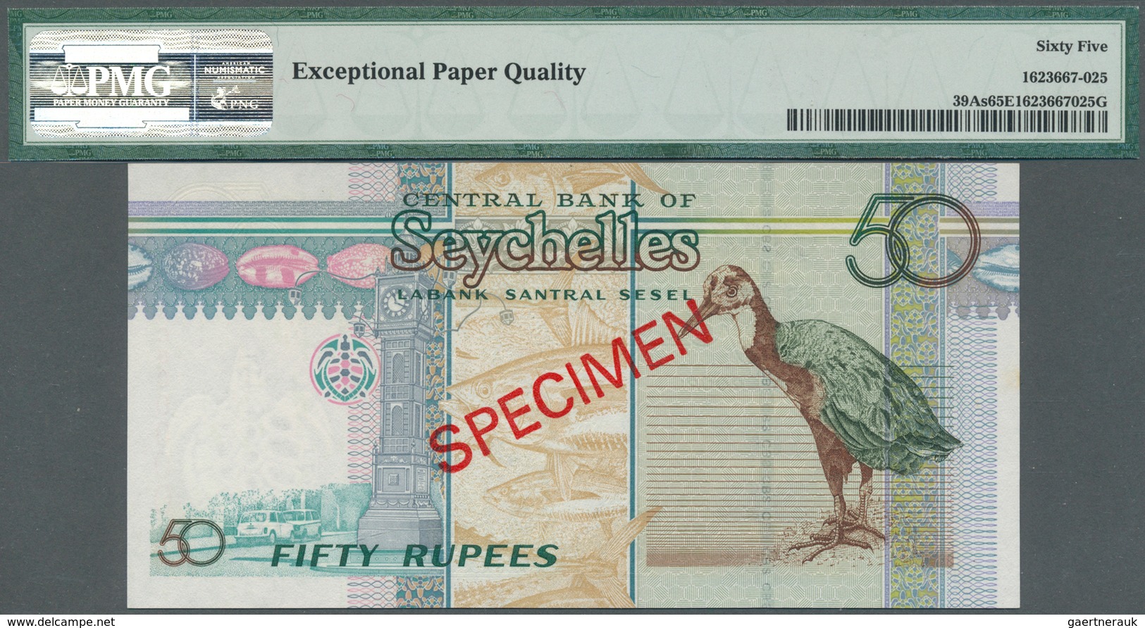 02358 Seychelles / Seychellen: Set Of 3 Specimen Notes Containing 50, 100 And 500 Rupees ND(2001/04/05) P. - Seychelles