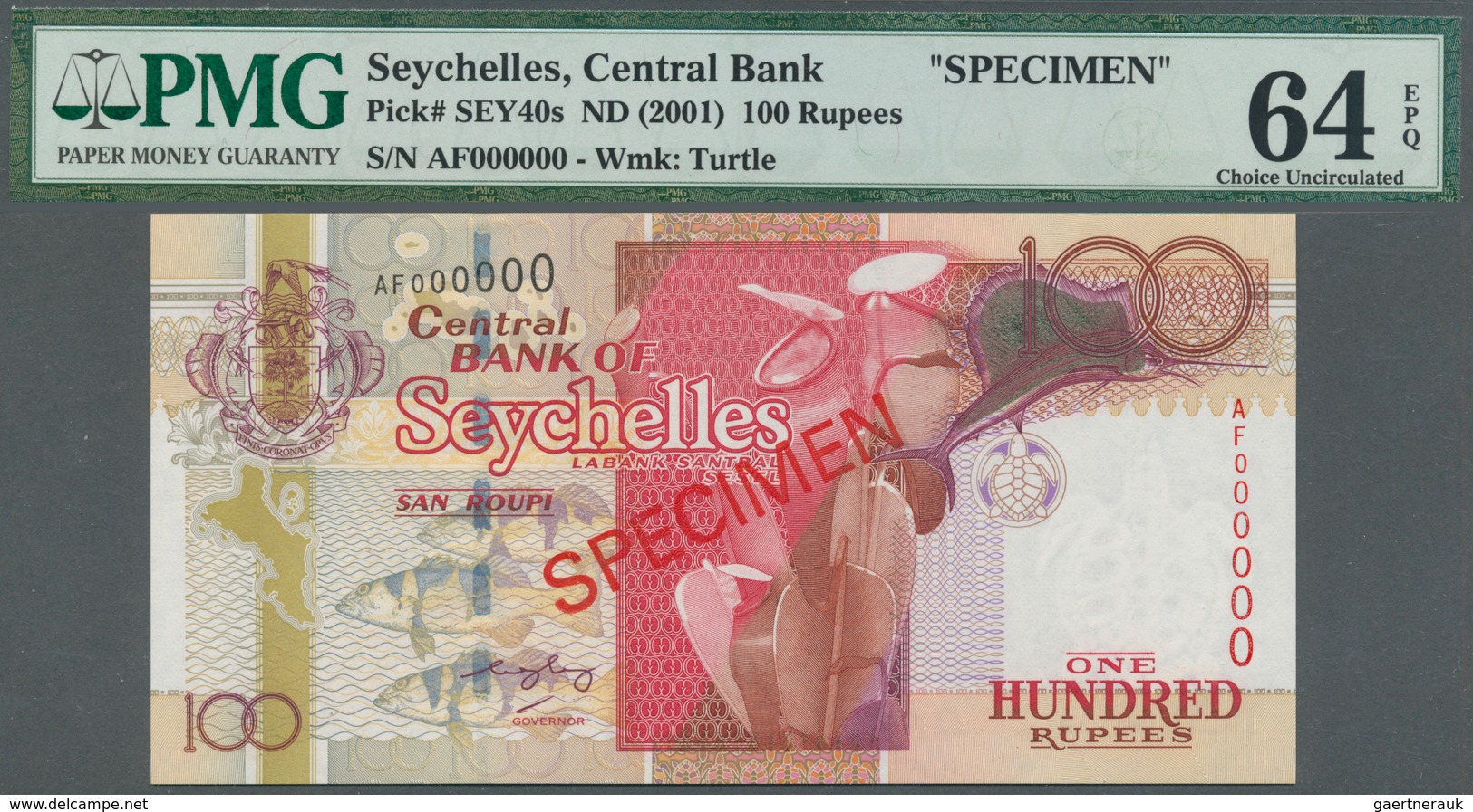 02358 Seychelles / Seychellen: Set Of 3 Specimen Notes Containing 50, 100 And 500 Rupees ND(2001/04/05) P. - Seychelles