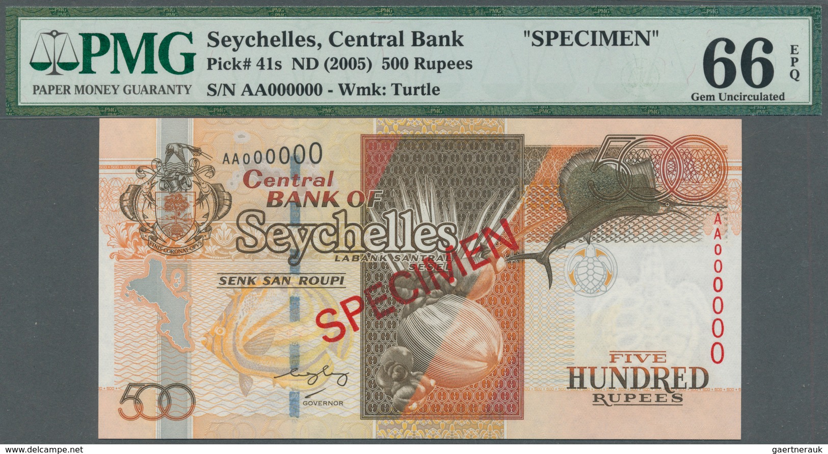 02358 Seychelles / Seychellen: Set Of 3 Specimen Notes Containing 50, 100 And 500 Rupees ND(2001/04/05) P. - Seychelles