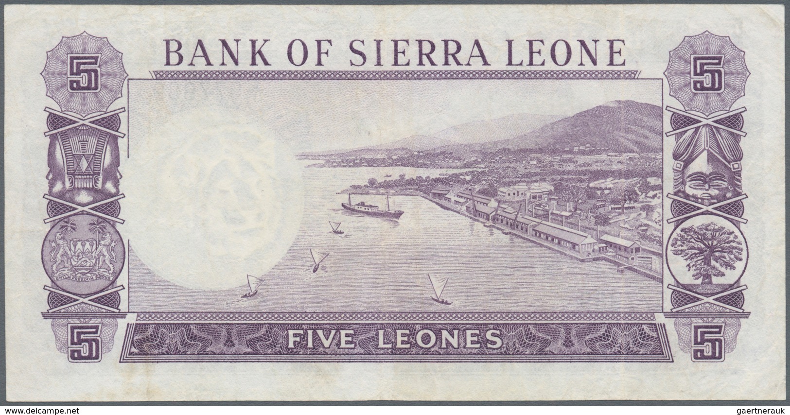 02361 Sierra Leone: 5 Leones ND P. 3, Used With Folds And Creases, Pressed, Still Nice Colors, Condition: - Sierra Leona