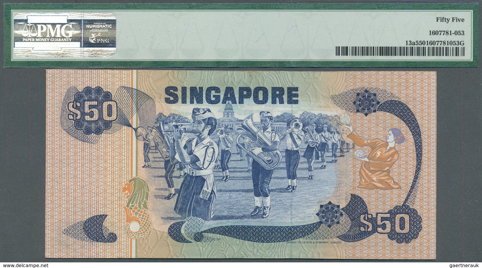 02364 Singapore / Singapur: 50 Dollars ND(1976) P. 13a, Condition: PMG Graded 55 AUNC. - Singapore