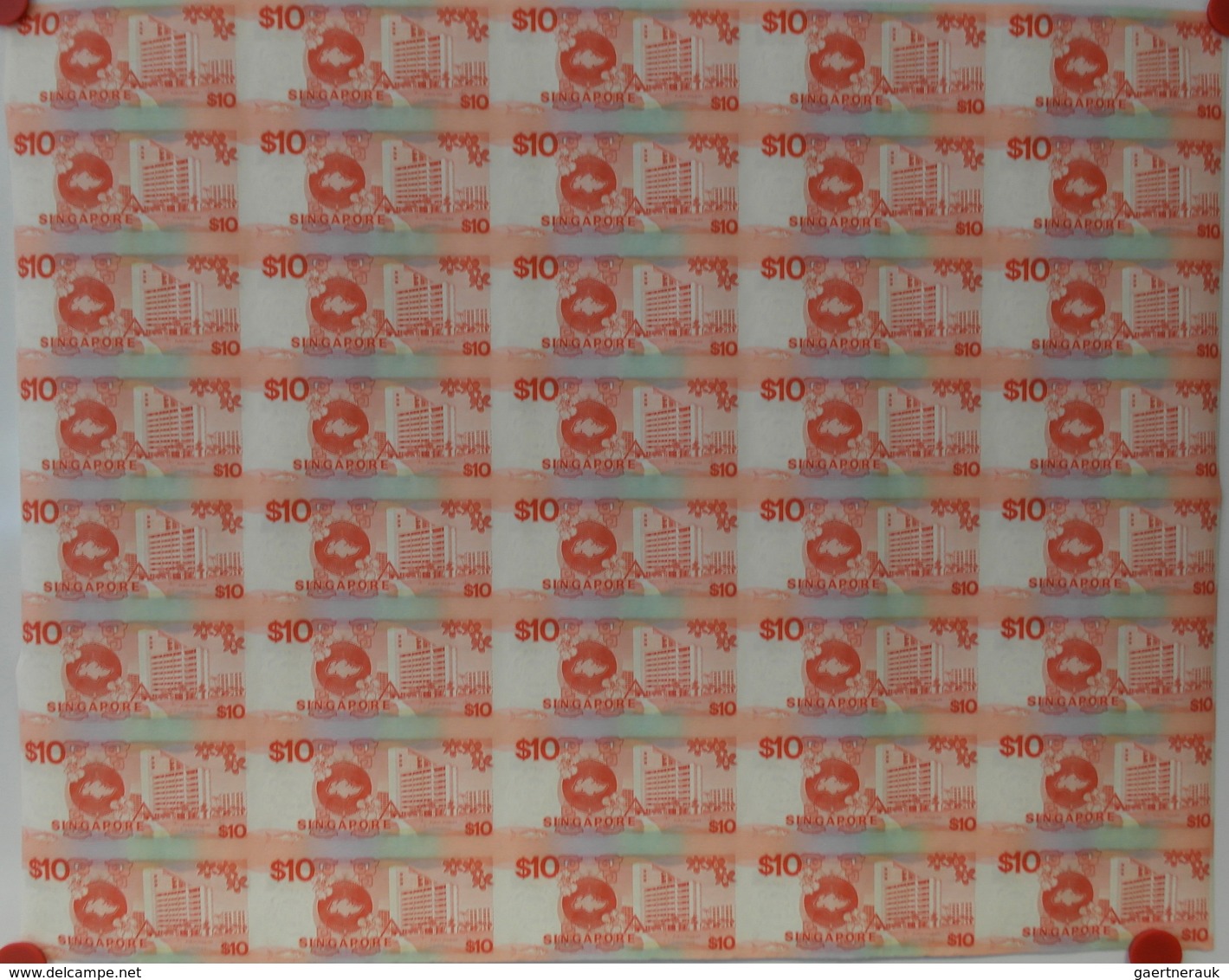 02367 Singapore / Singapur: Uncut Sheet Of 40 Pcs 10 Dollars ND(1988) P. 20 In Condition: UNC. (40 Pcs Unc - Singapore