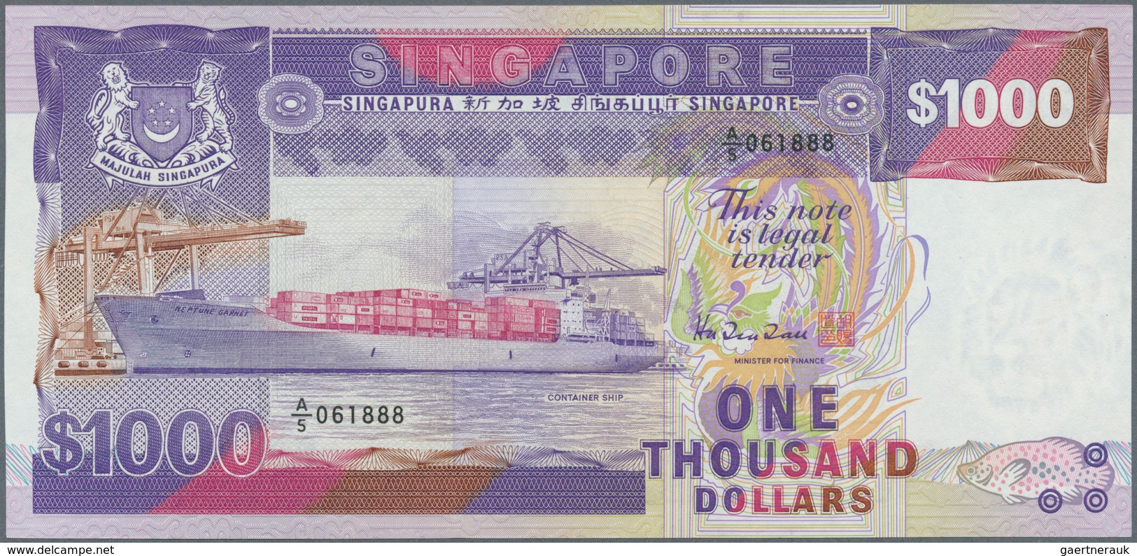 02368 Singapore / Singapur: 1000 Dollars ND P. 25 In Condition: UNC. - Singapur