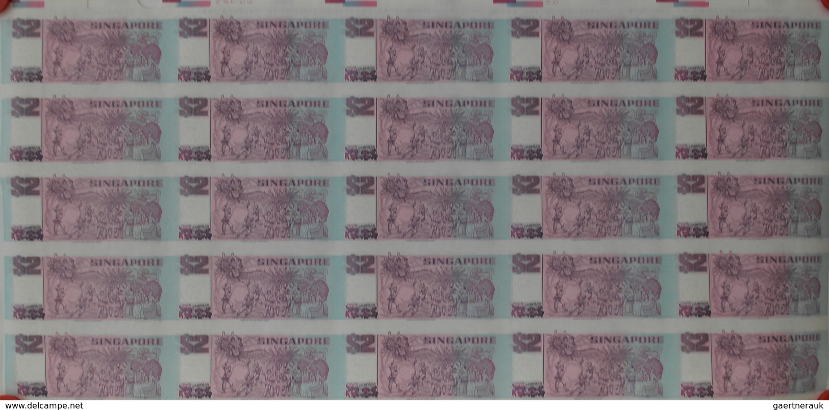 02369 Singapore / Singapur: Uncut Sheet Of 25 Pcs 2 Dollars "25th Anniversary" P. 31A In Condition: UNC. ( - Singapur