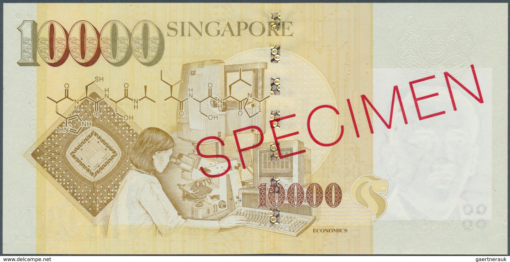 02371 Singapore / Singapur: 10.000 Dollars ND(1999) SPECIMEN, P.44s With The Original Plastic Cover From T - Singapore