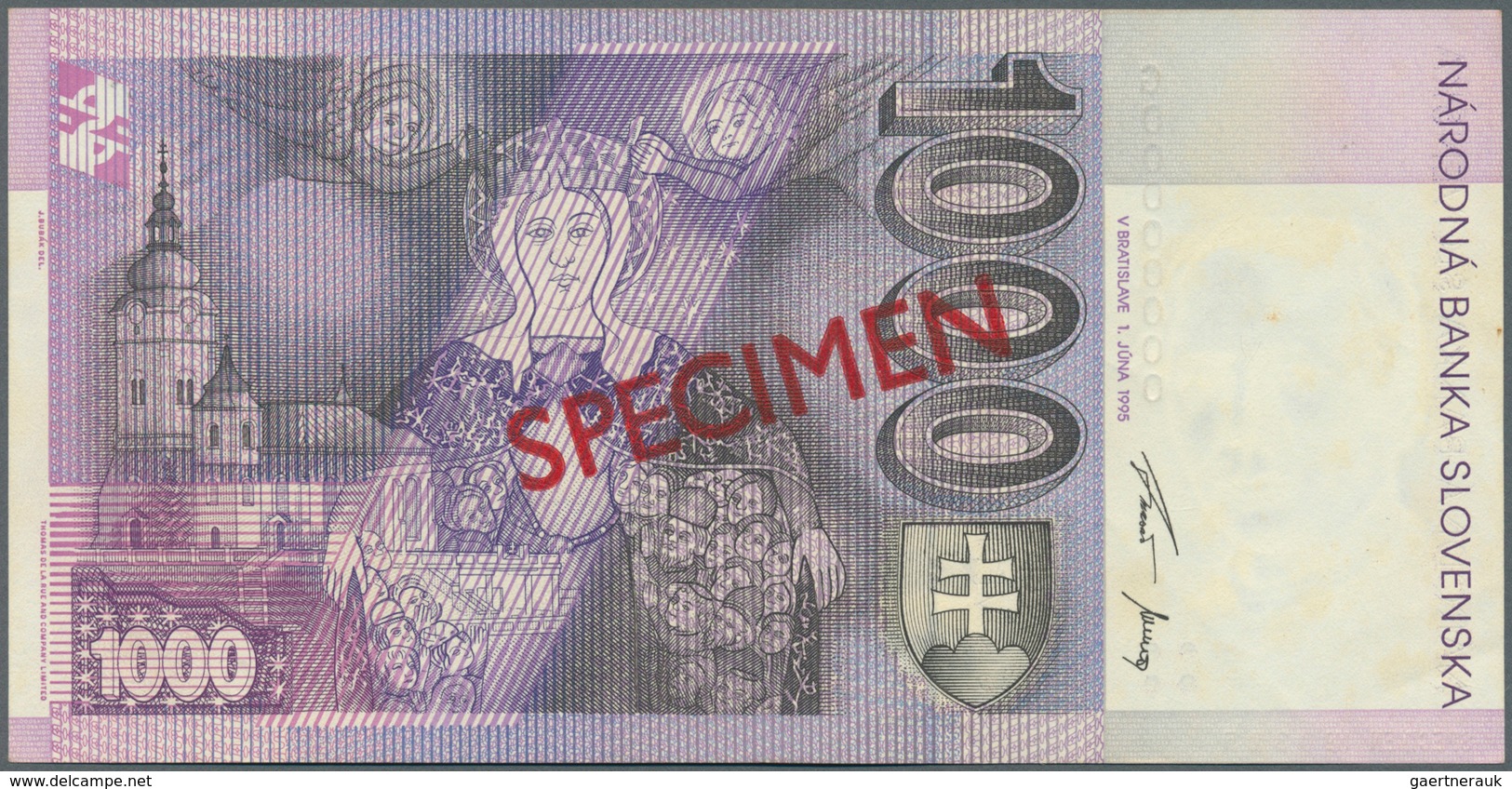 02375 Slovakia / Slovakei: Set Of 2 Specimen Notes Containing 20 And 1000 Korun 1995 P. 20s, 24s, First In - Eslovaquia