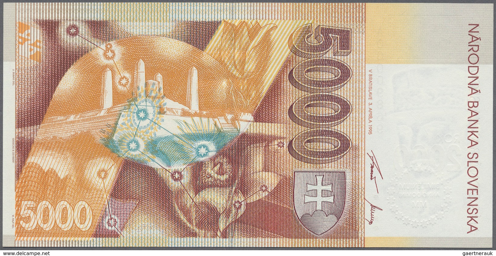 02376 Slovakia / Slovakei: 5000 Korun 1995 P. 40 In Condition: UNC. - Slowakije