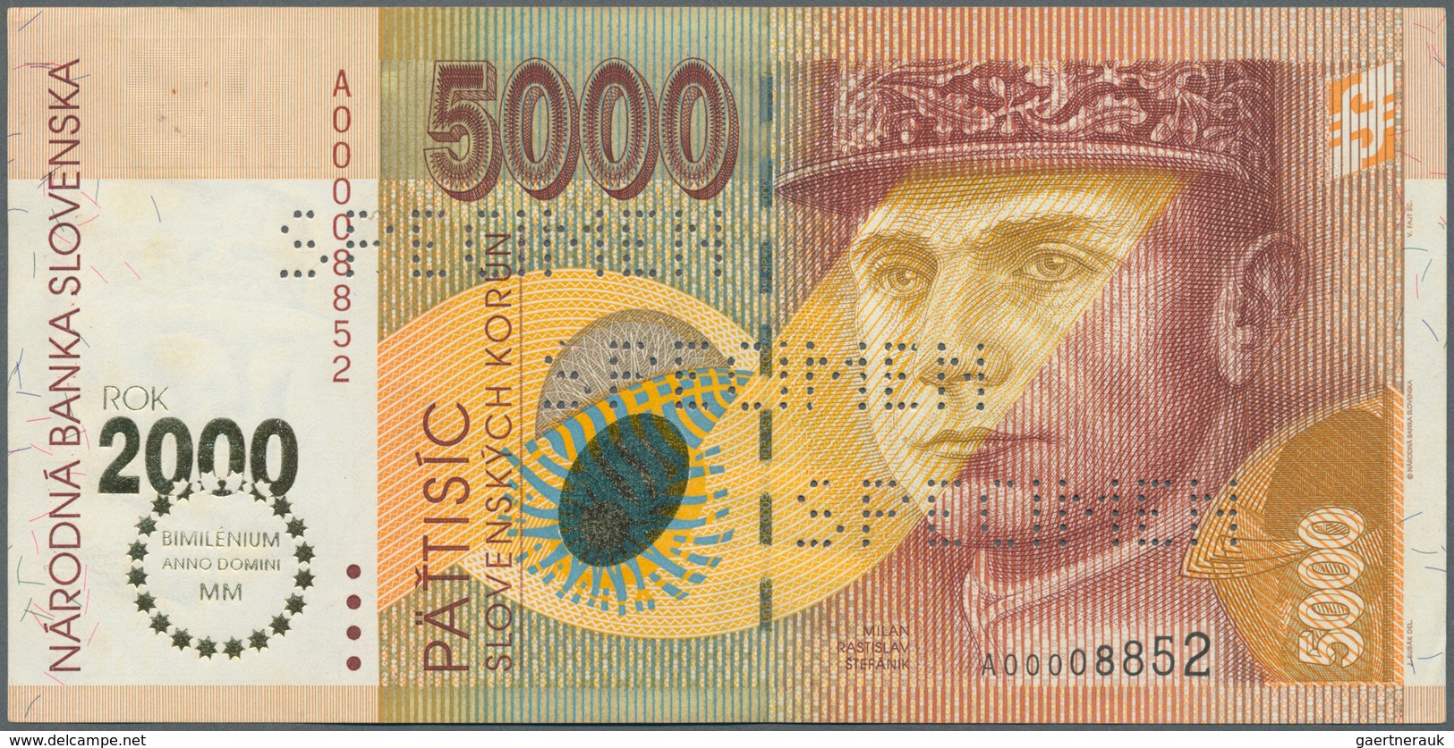 02377 Slovakia / Slovakei: 5000 Korun Commemorative Issue 2000 P. 40s With Regular Serial Number And Speci - Slovakia