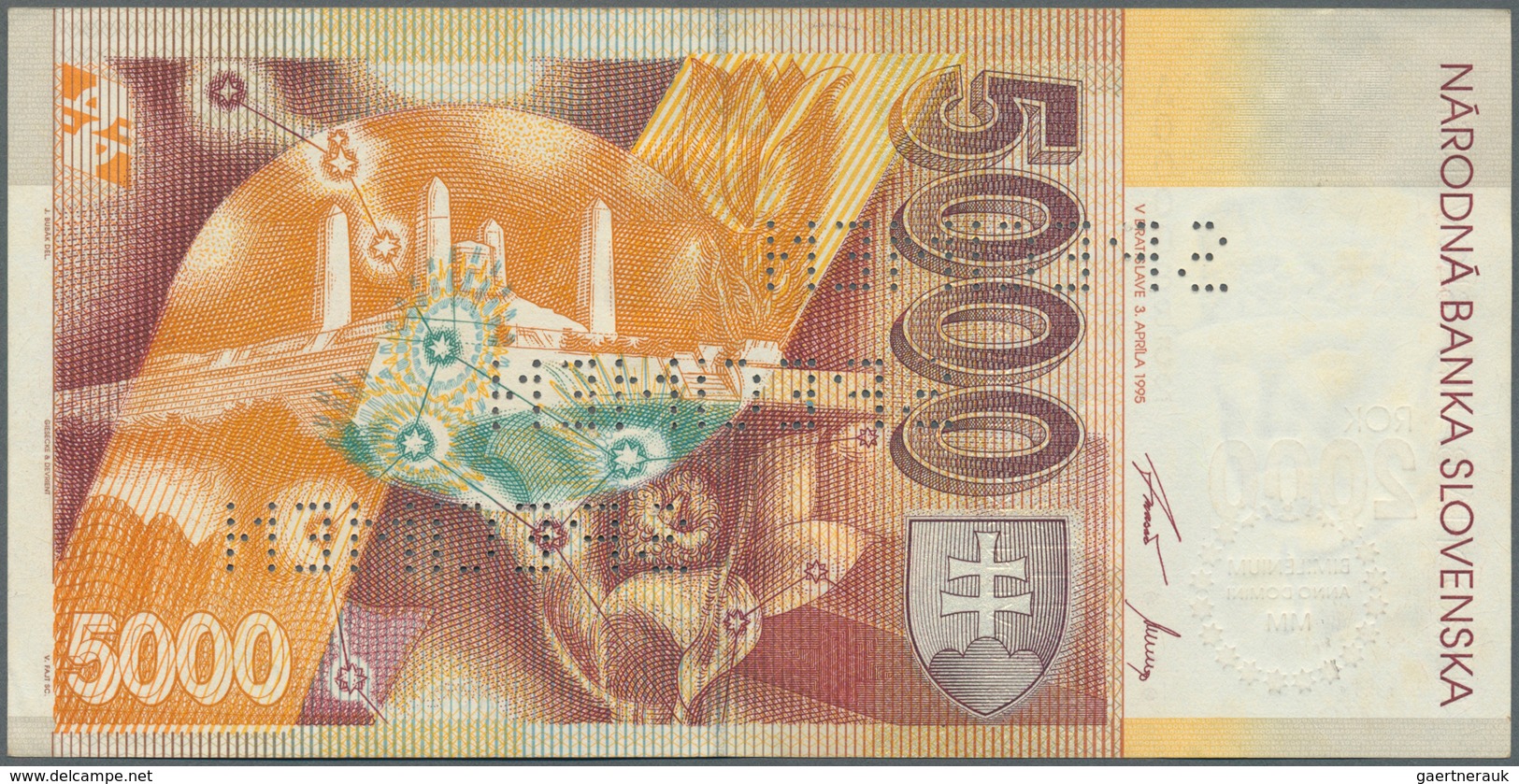 02377 Slovakia / Slovakei: 5000 Korun Commemorative Issue 2000 P. 40s With Regular Serial Number And Speci - Slowakije