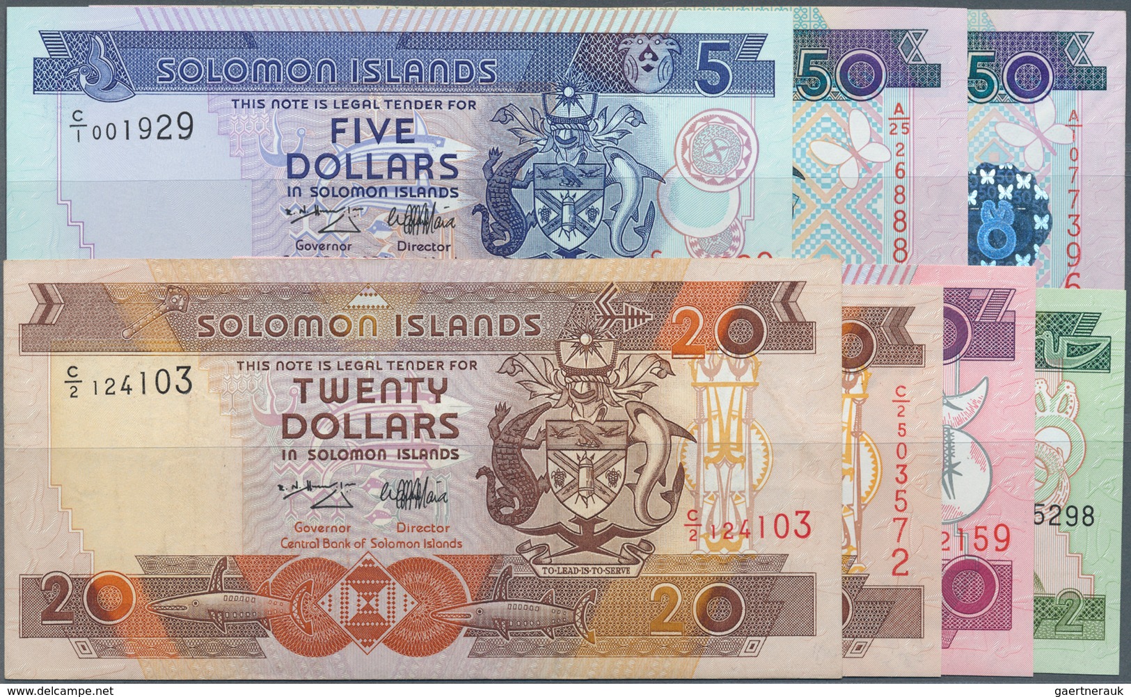 02379 Solomon Islands: Larger Lot Of 60 Pcs Containing Different Issues, Years, Signatures From 2 To 50 Do - Salomonseilanden