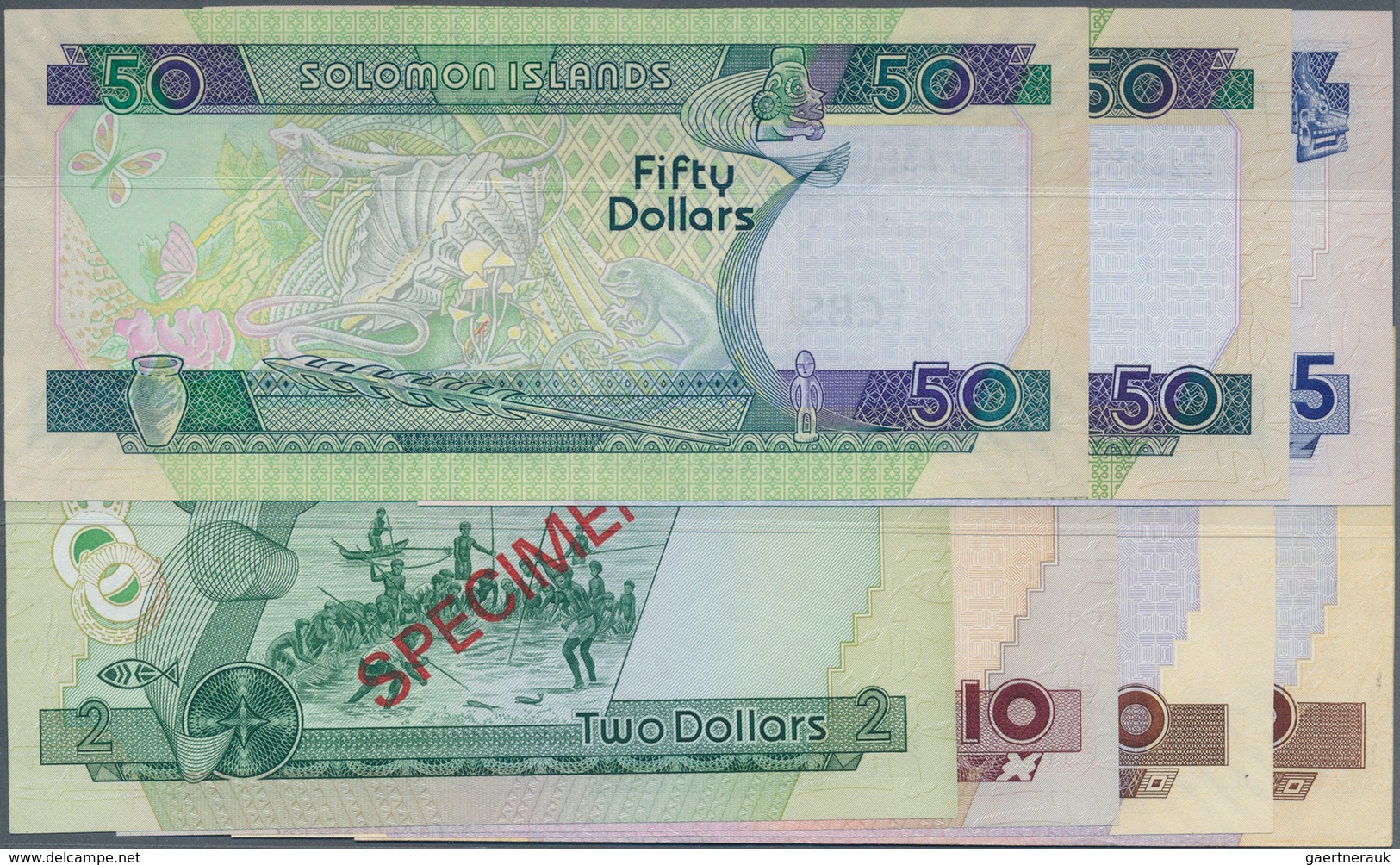 02379 Solomon Islands: Larger Lot Of 60 Pcs Containing Different Issues, Years, Signatures From 2 To 50 Do - Isola Salomon