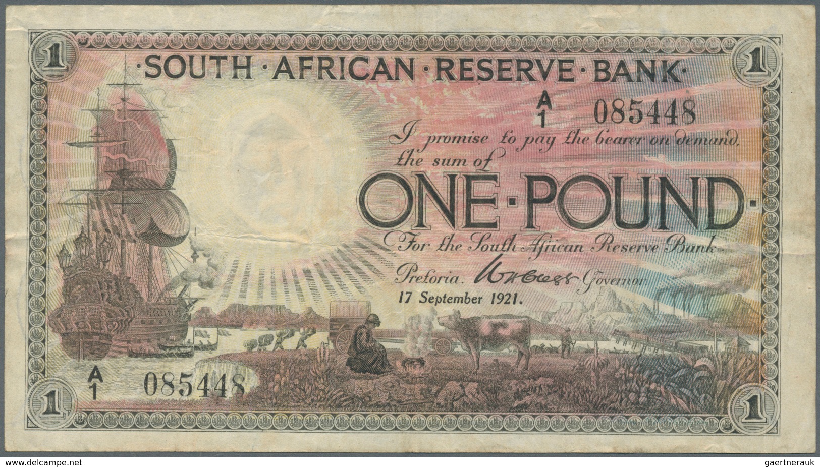 02383 South Africa / Südafrika: 1 Pound 1921 First Issue Prefix A1 P. 75, Crispness In Paper And Several V - Suráfrica
