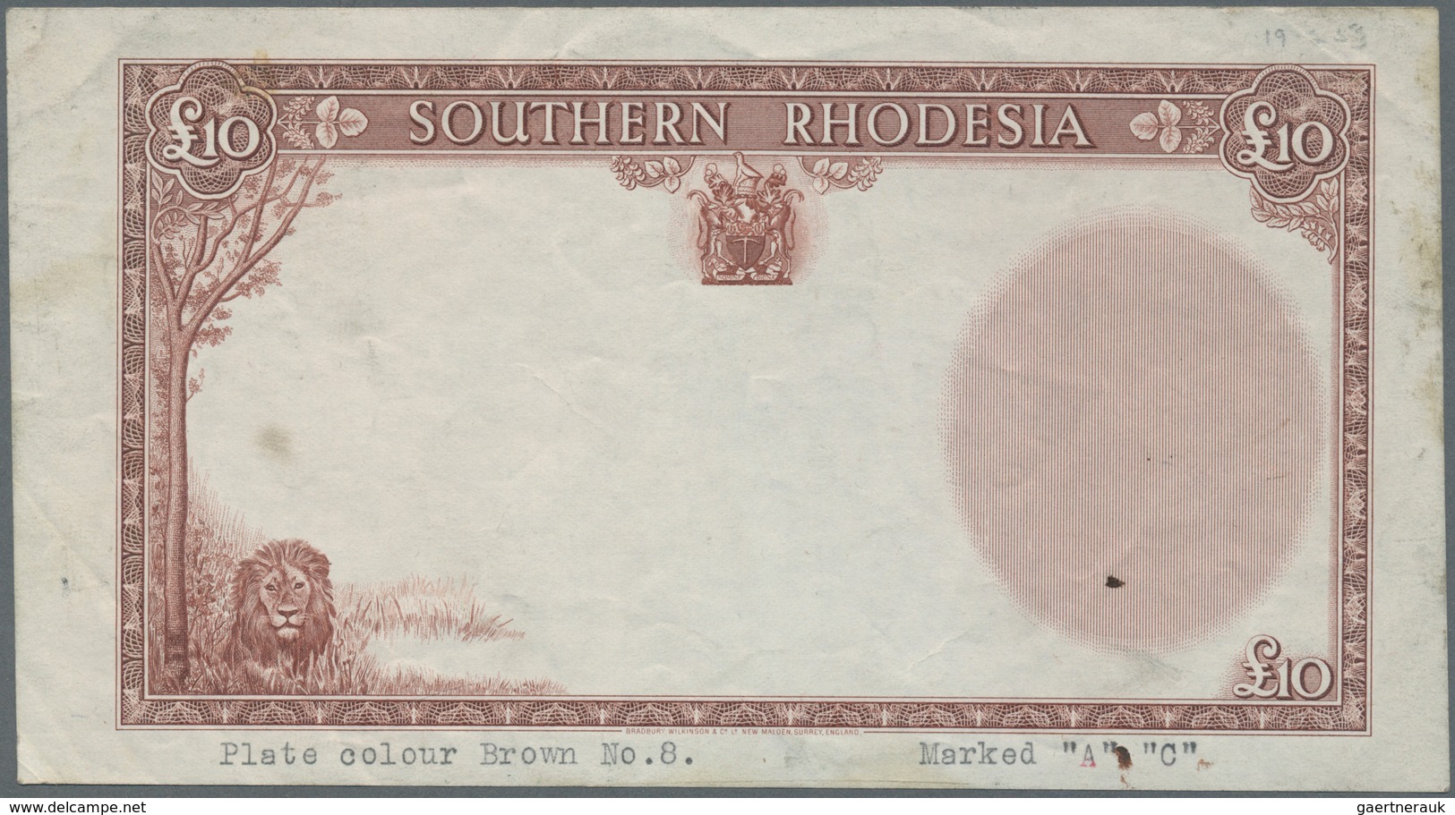 02392 Southern Rhodesia / Süd-Rhodesien: Highly Rare Set Of 3 Pcs Proof Prints For The 10 Pounds 1953 Titl - Rhodésie