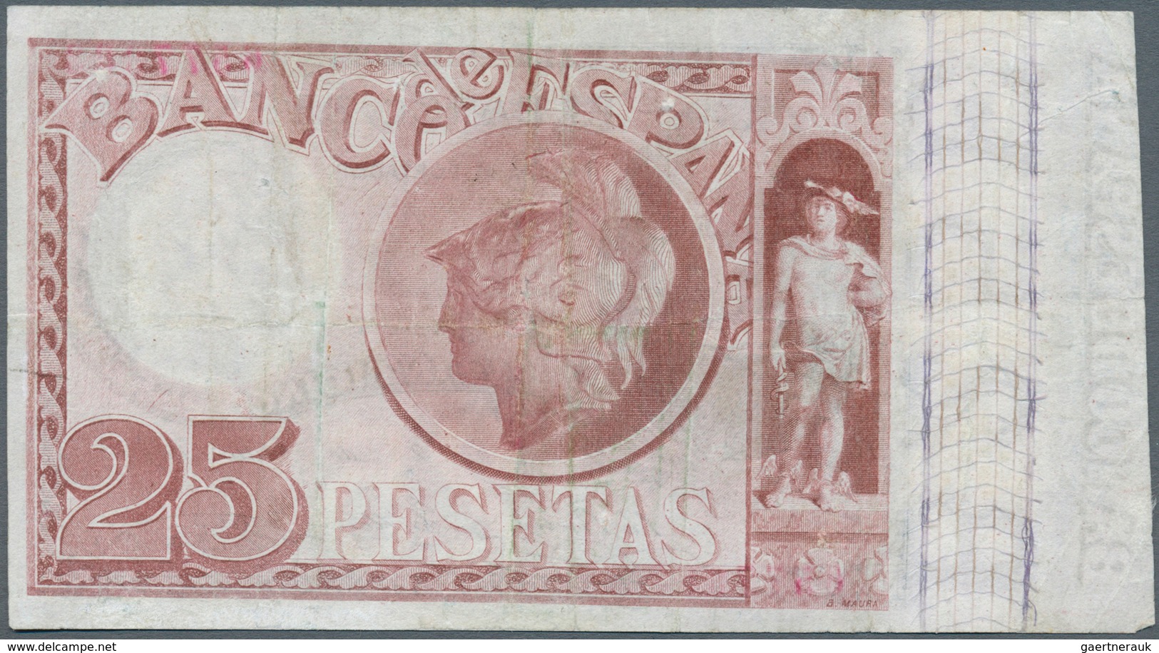 02396 Spain / Spanien: 25 Pesetas 1893 P. 42, Very Rare Banknote, Vertically And Horizontally Folded, A 8m - Andere & Zonder Classificatie