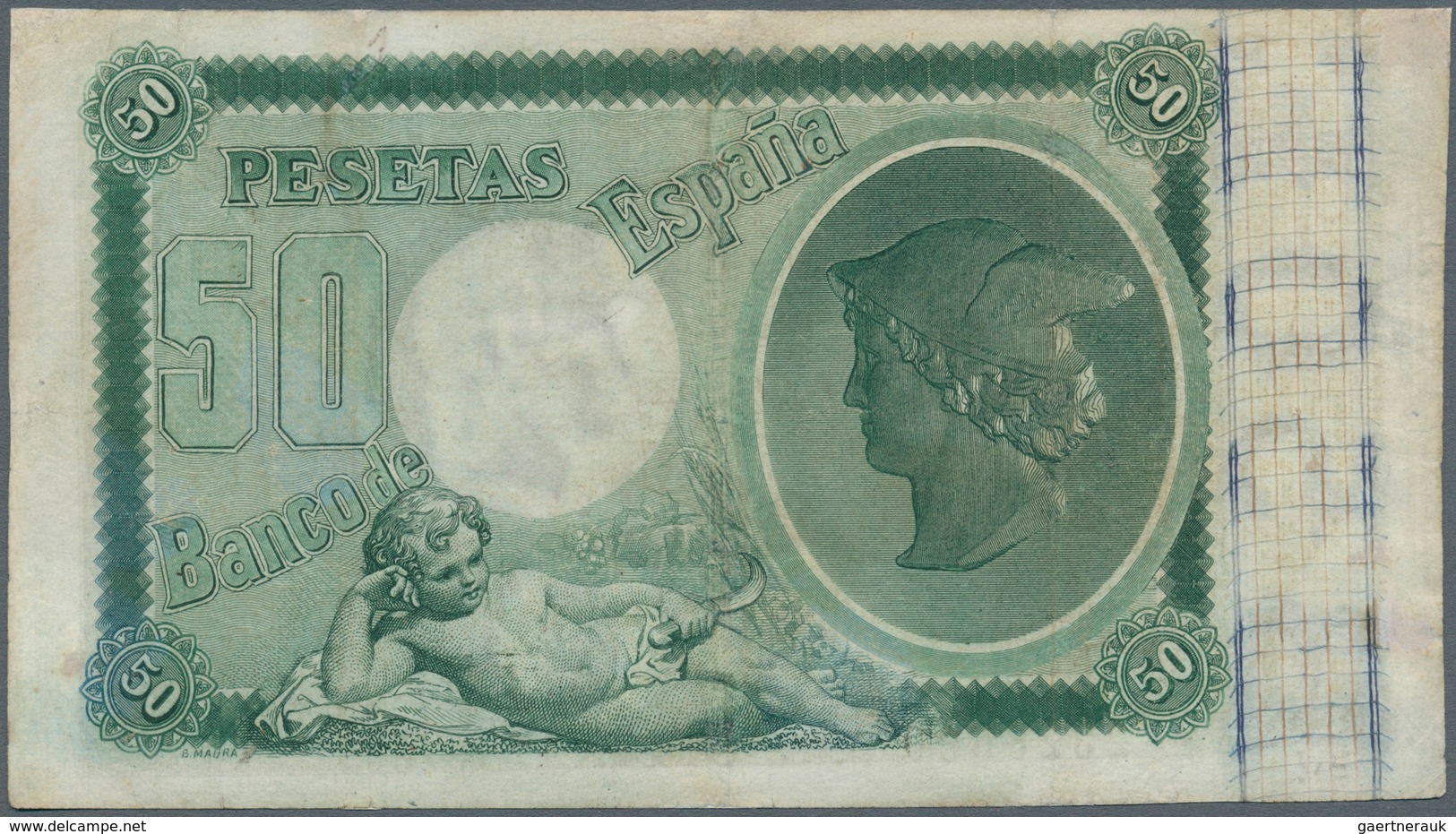 02397 Spain / Spanien: 50 Pesetas 1898 P. 47, Rare Banknote, Professionally Restored At 4 Areas At Upper B - Altri & Non Classificati