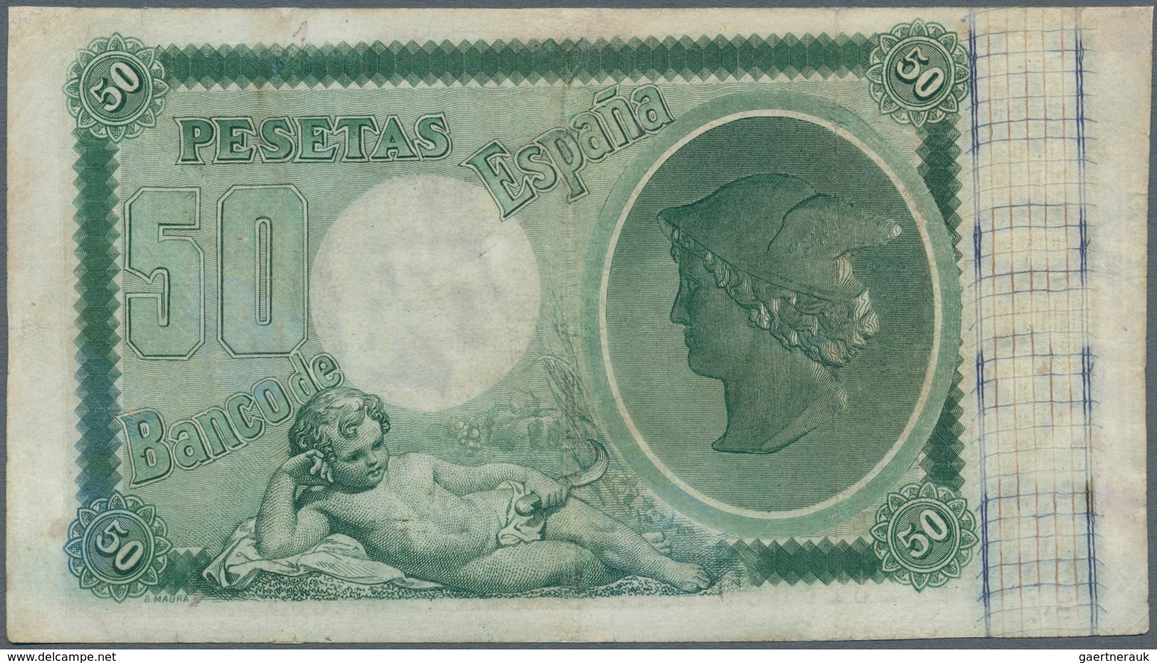 02397 Spain / Spanien: 50 Pesetas 1898 P. 47, Rare Banknote, Professionally Restored At 4 Areas At Upper B - Andere & Zonder Classificatie