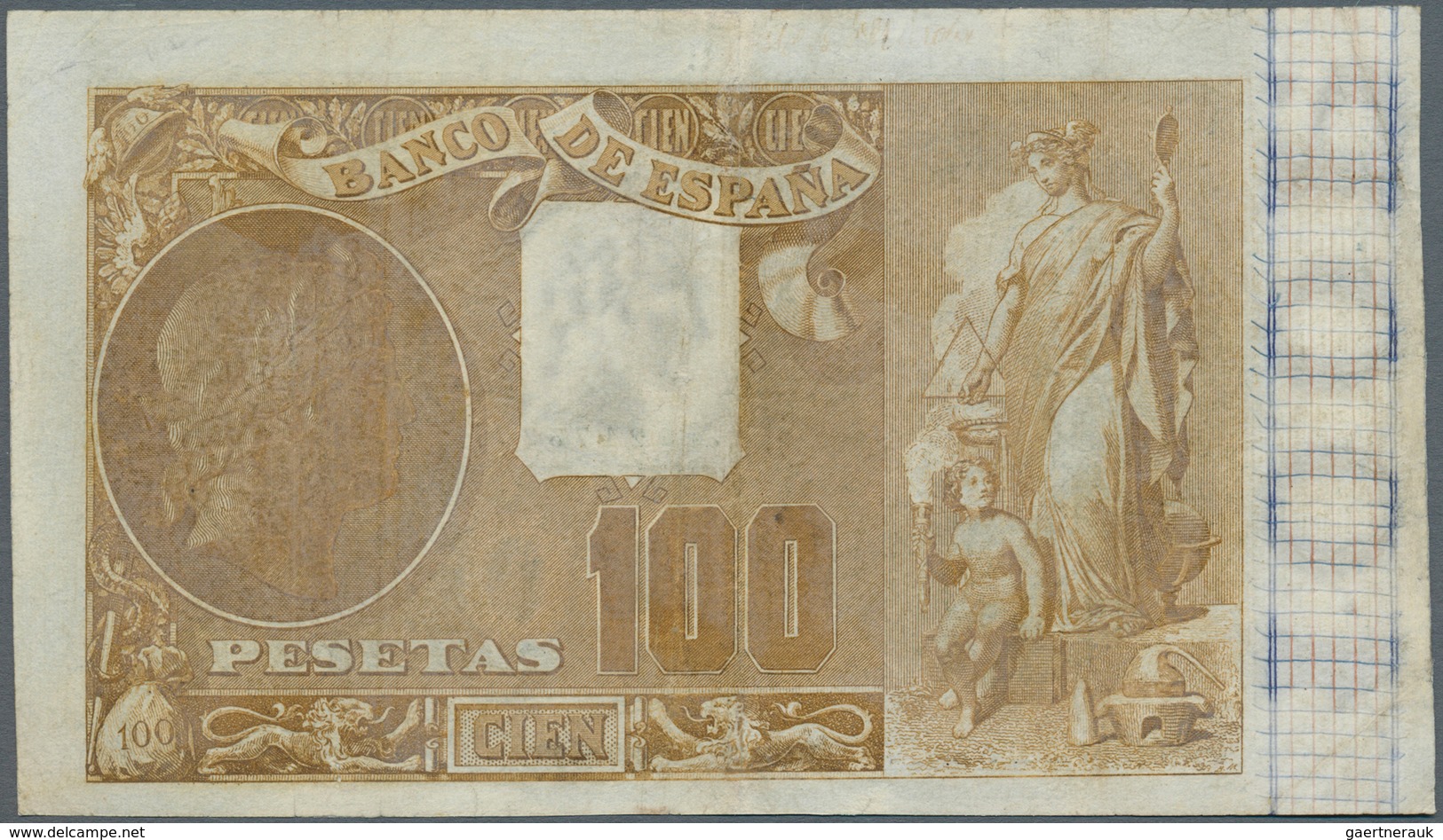 02398 Spain / Spanien: 100 Pesetas 1898 P. 48, Rare Banknote, Professional Restored Tears (4 At Lower Bord - Otros & Sin Clasificación