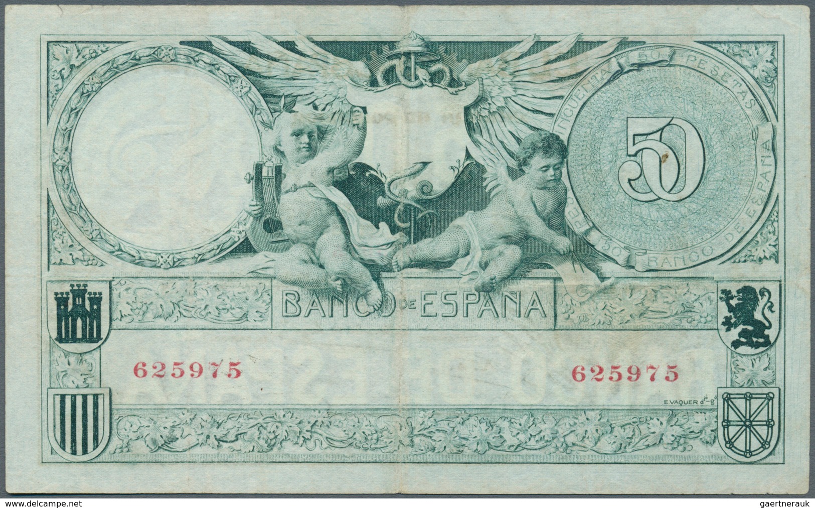 02402 Spain / Spanien: 50 Pesetas 1905 P. 56, Rare Banknote, 3 Light Vertical And One Horizontal Fold, One - Otros & Sin Clasificación