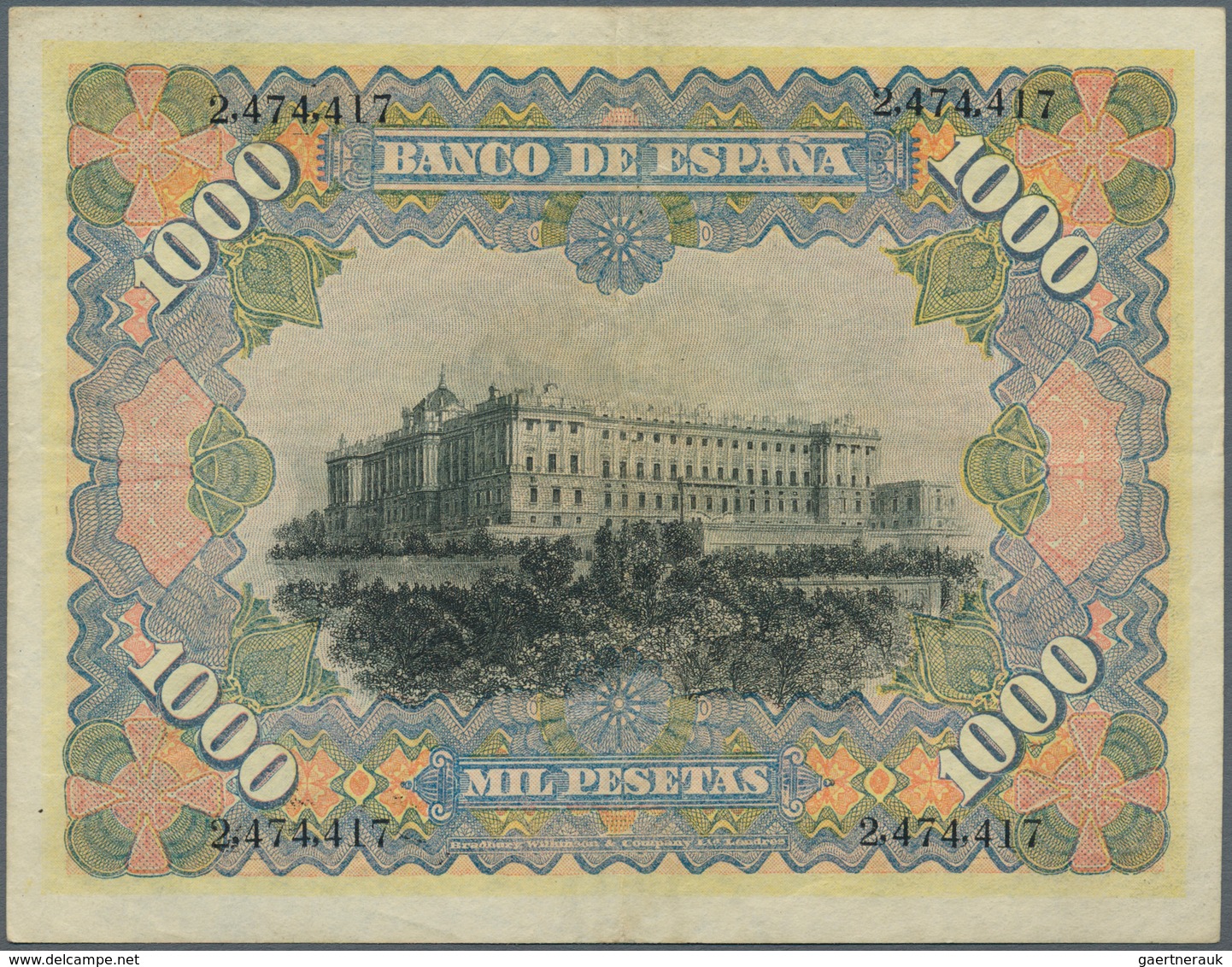 02404 Spain / Spanien: 1000 Pesetas 1907 P. 66a, Center Fold, Light Horizontal Fold, No Holes Or Tears, No - Otros & Sin Clasificación