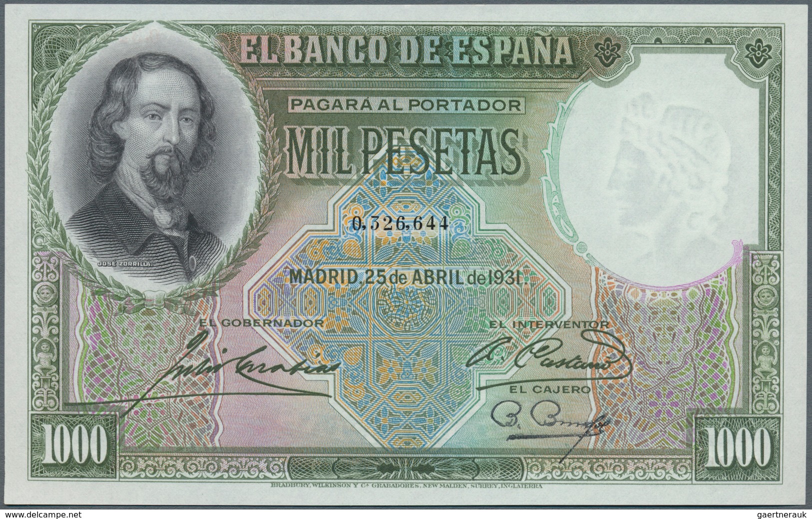 02406 Spain / Spanien: 1000 Pesetas 1931 P. 84Aa, Rare Banknote In Crisp Original Condition: UNC. - Other & Unclassified