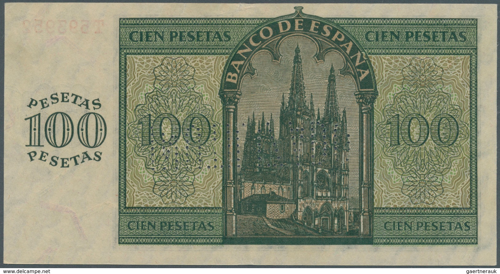 02412 Spain / Spanien: 100 Pesetas 1936 With Cancellation "inutilizado", Regular Serial Number, P. 101s, I - Otros & Sin Clasificación