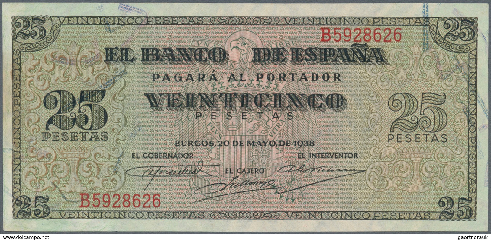 02419 Spain / Spanien: 25 Pesetas 1938 P. 111a, In Condition: UNC. - Andere & Zonder Classificatie