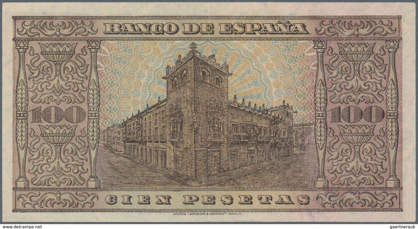 02421 Spain / Spanien: 100 Pesetas 1938 P. 113, Very Light Center Bend, Condition: XF+ To AUNC. - Other & Unclassified