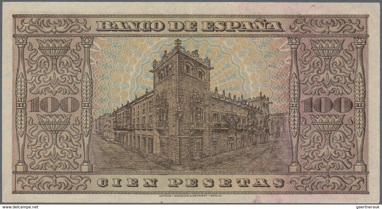 02422 Spain / Spanien: 100 Pesetas 1938 P. 113, Very Light And Hard To See Center Fold, No Holes Or Tears, - Altri & Non Classificati