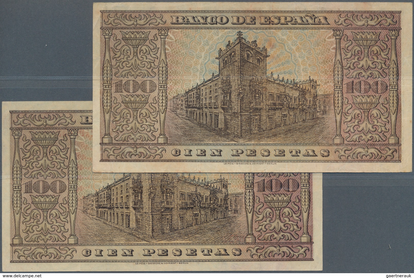 02423 Spain / Spanien: Set Of 2 Notes 100 Pesetas 1938 P. 113, Both Used With Light Folds In Paper, Pinhol - Other & Unclassified