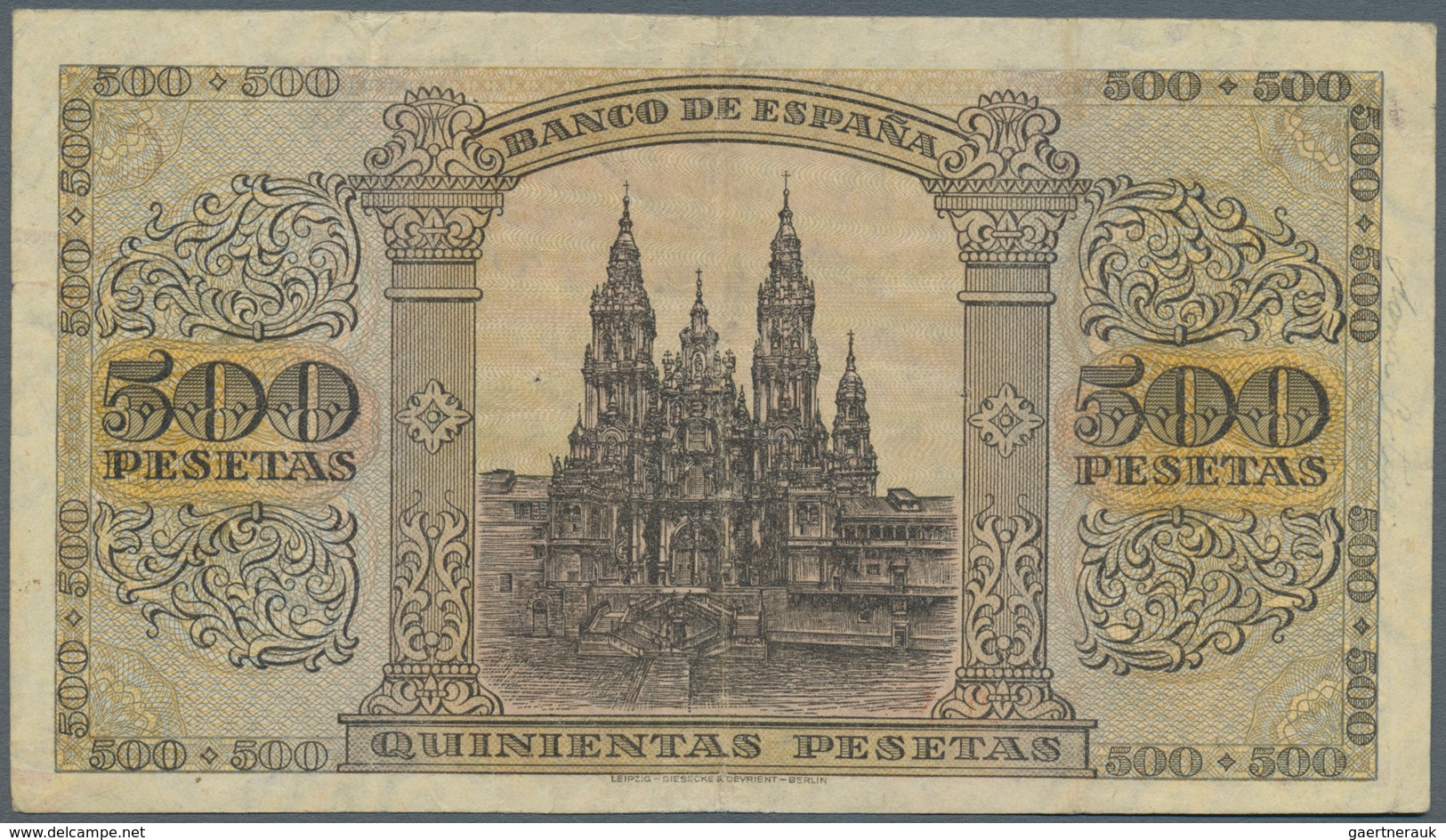 02424 Spain / Spanien: 500 Pesetas 1938 P. 114a, With Center Fold, A Few Very Tiny Pinholes But No Tears A - Andere & Zonder Classificatie