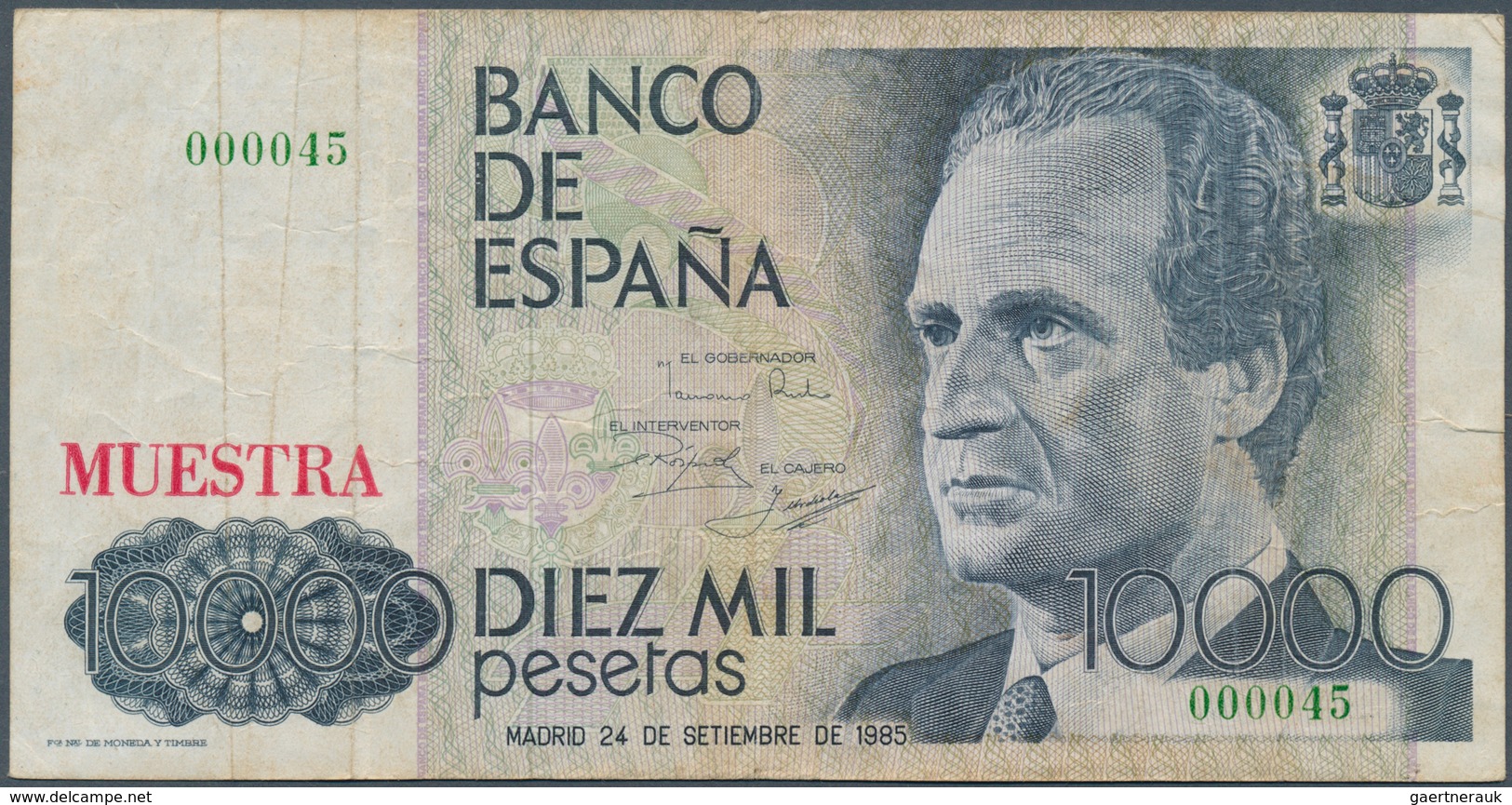 02433 Spain / Spanien: 10.000 Pesetas 1985 SPECIMEN, P.161s With Red Overprint "Muestra" And Serial Number - Otros & Sin Clasificación