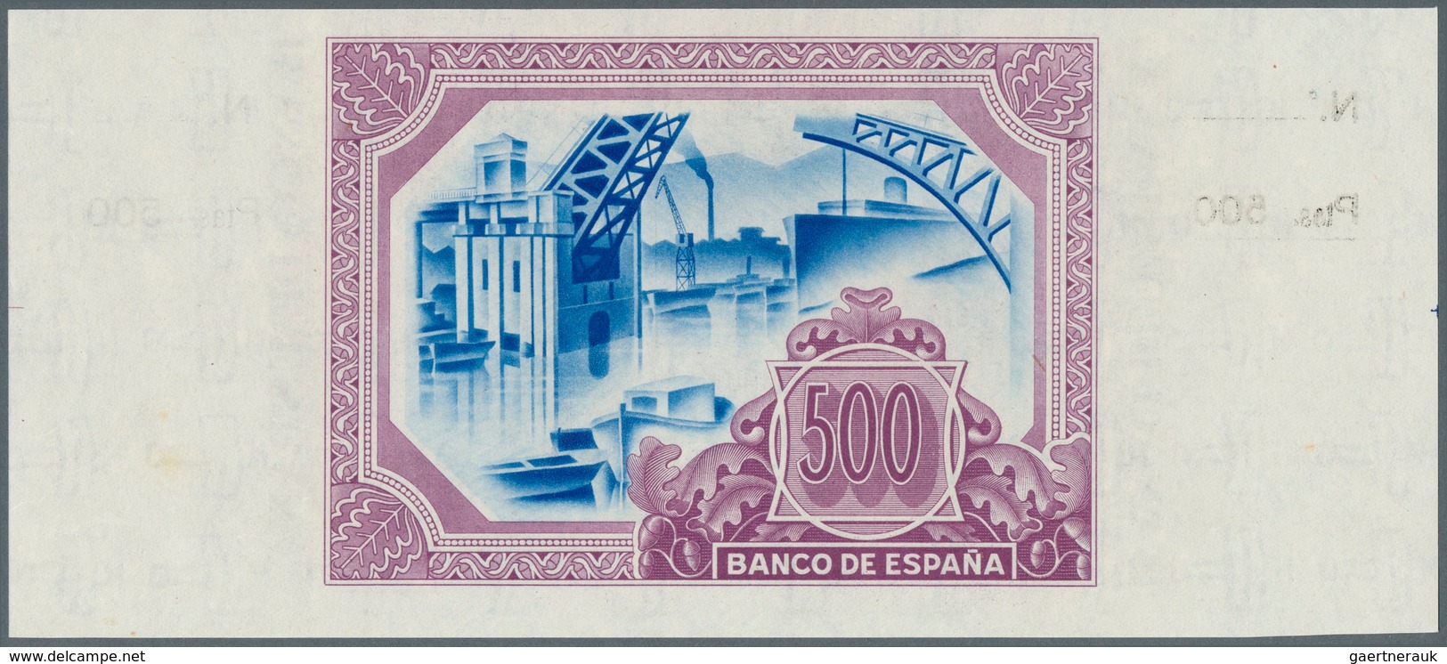 02434 Spain / Spanien: 500 Pesetas 1937 P. S566, Key Note Of This Series Of Bilbao, A Light Stain Dot At L - Otros & Sin Clasificación