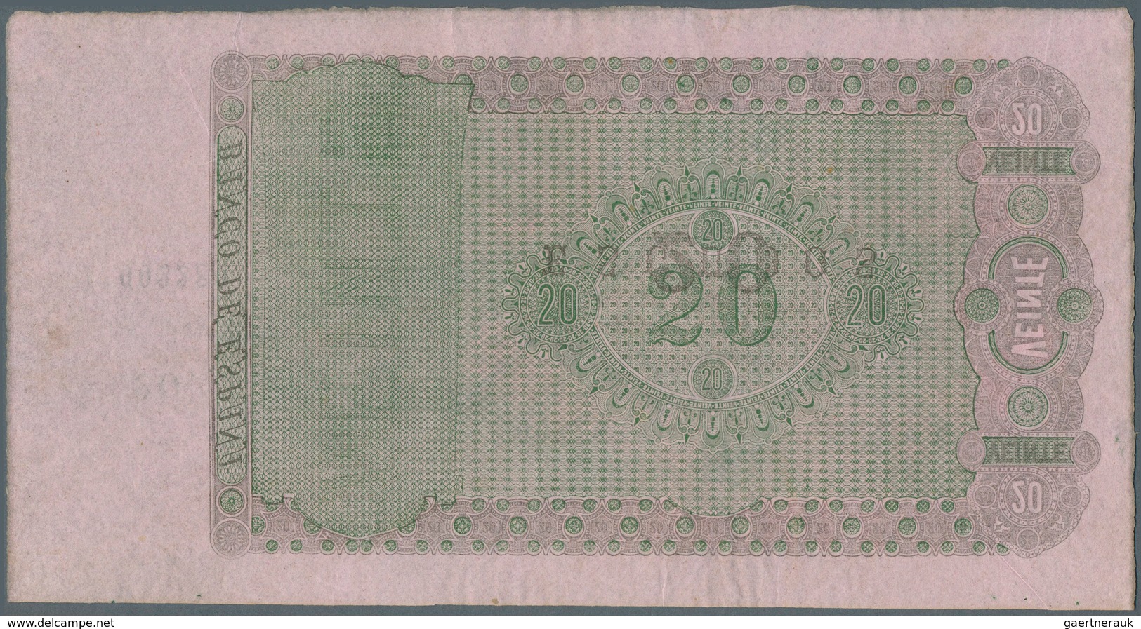 02437 Spain / Spanien: 20 Escudos 1866 "El Banco De Espana" P. NL, Highly Rare Early Issue In Excellent Co - Altri & Non Classificati