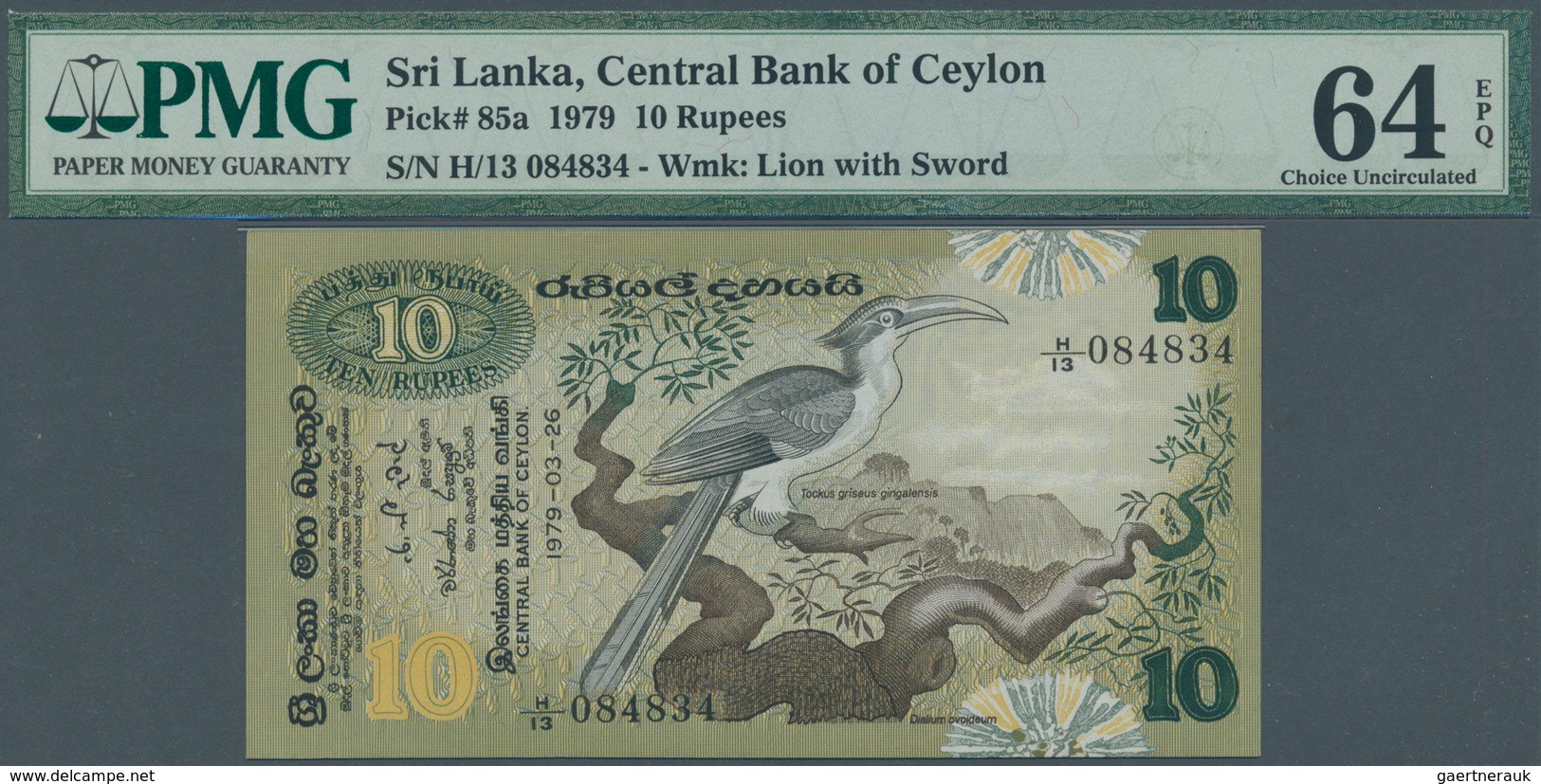 02441 Sri Lanka: Set Of 3 Notes Containing 5, 10 And 50 Rupees 1979 P. 84, 85, 87, All 3 PMG Graded As 64 - Sri Lanka