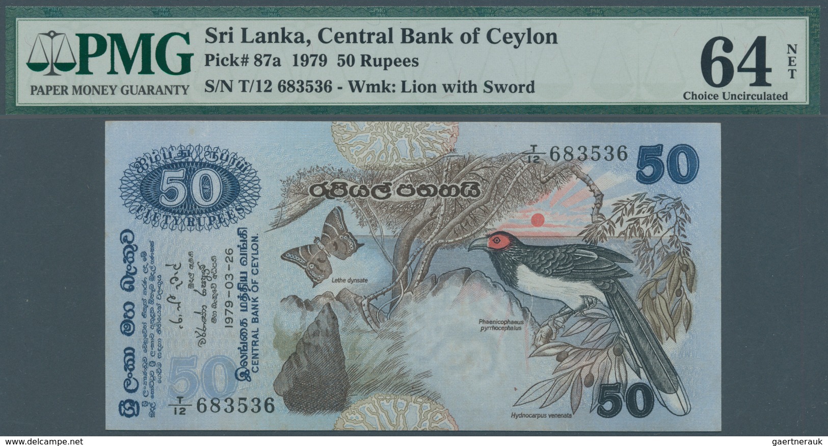 02441 Sri Lanka: Set Of 3 Notes Containing 5, 10 And 50 Rupees 1979 P. 84, 85, 87, All 3 PMG Graded As 64 - Sri Lanka